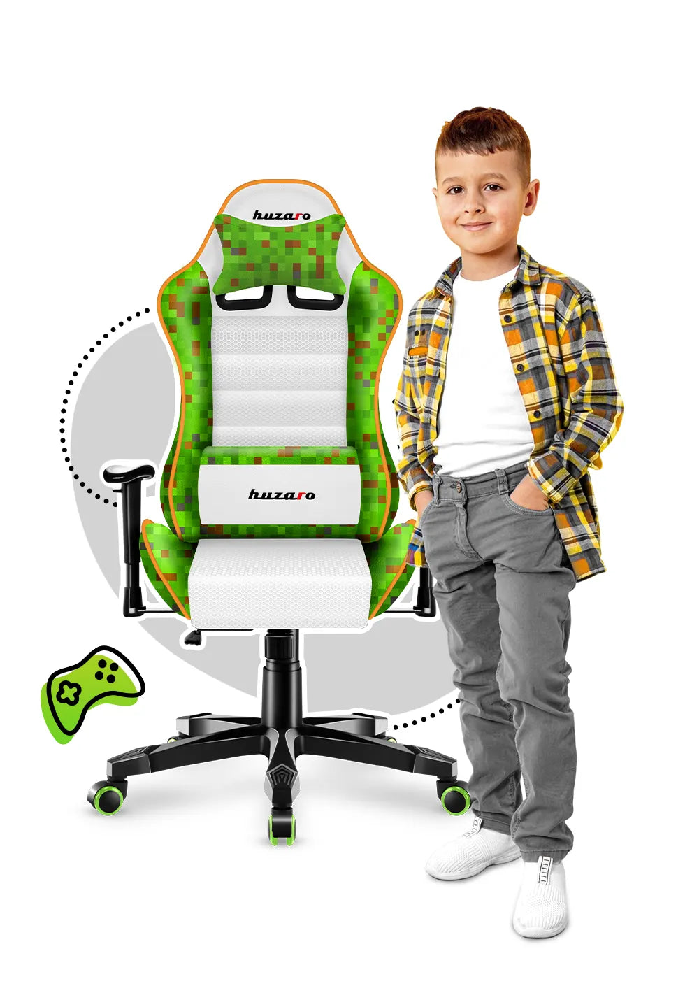 Fotel gamingowy dla dziecka Huzaro Ranger 6.0 Pixel White OUTLET