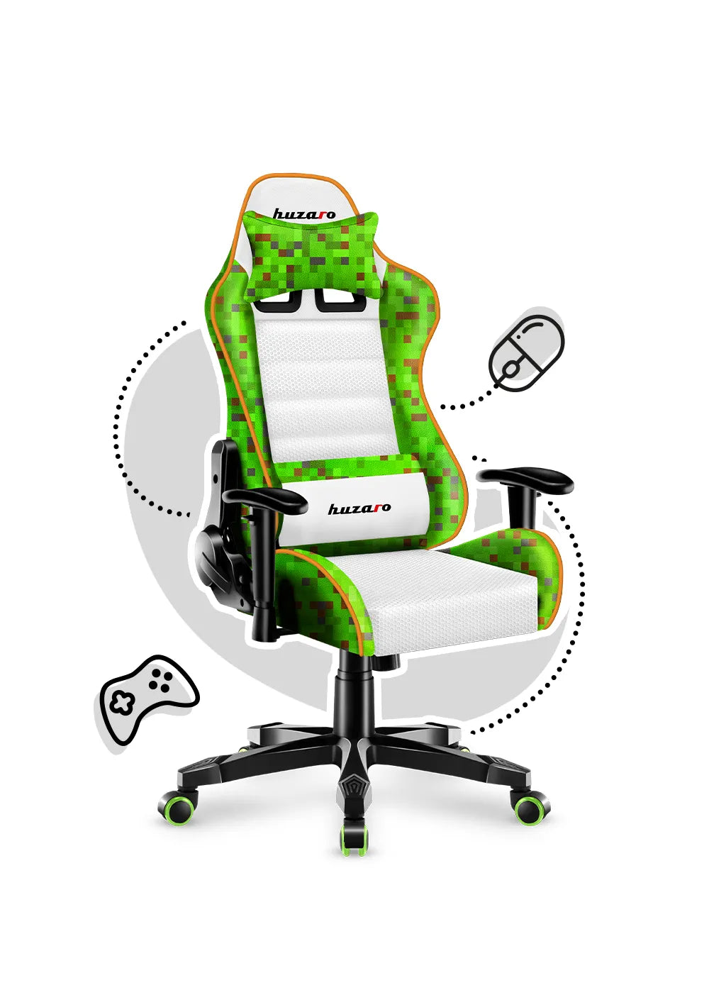 Fotel gamingowy dla dziecka Huzaro Ranger 6.0 Pixel White OUTLET