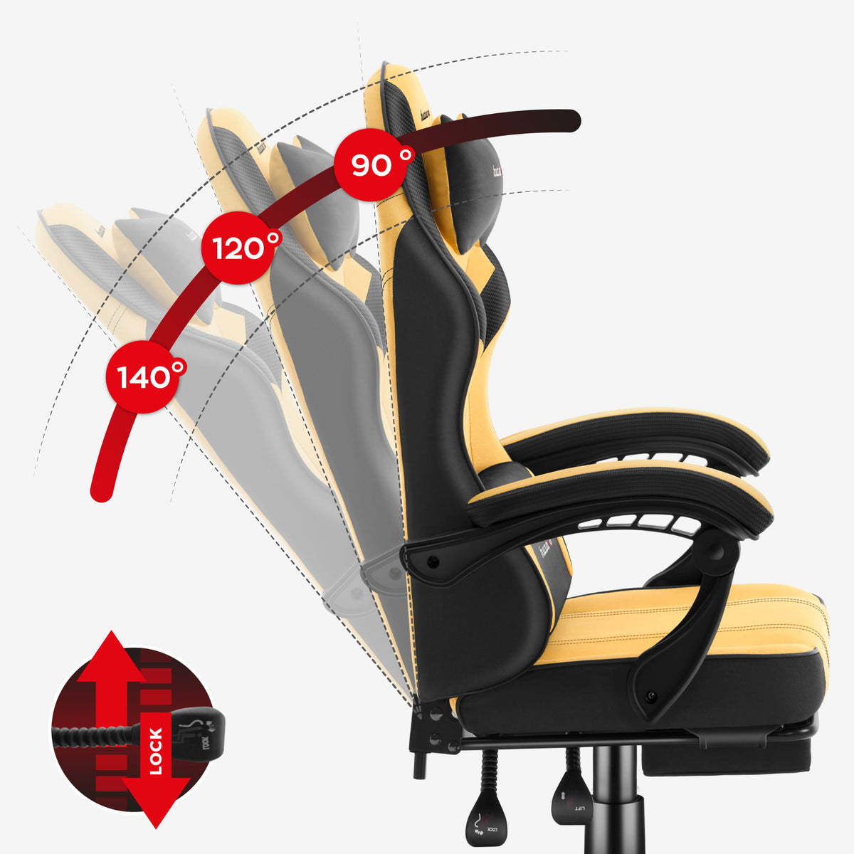 Fotel gamingowy Huzaro Force 3.7 Yellow OUTLET