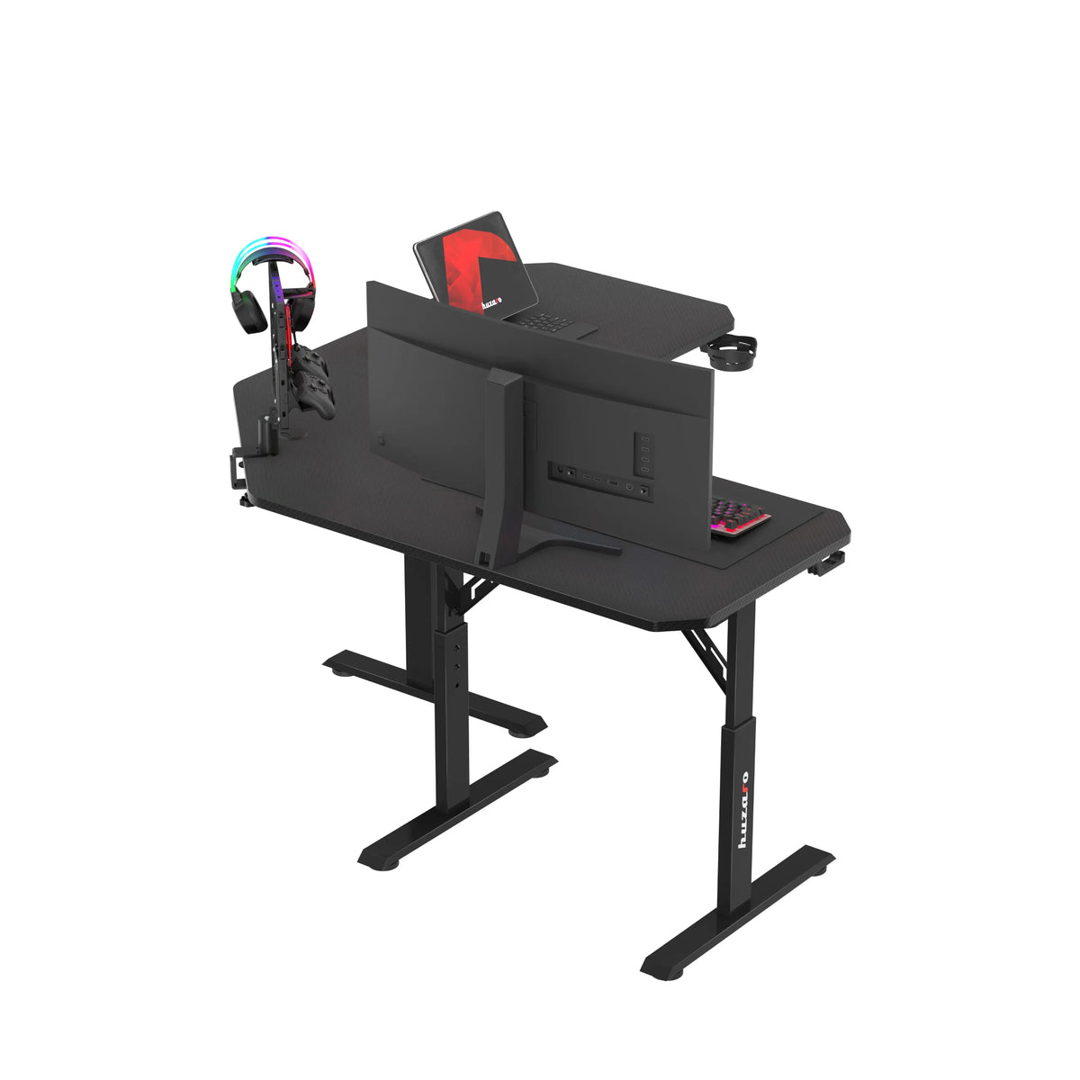 Biurko gamingowe narożne z regulacją wysokości Huzaro Hero 7.3 Black OUTLET