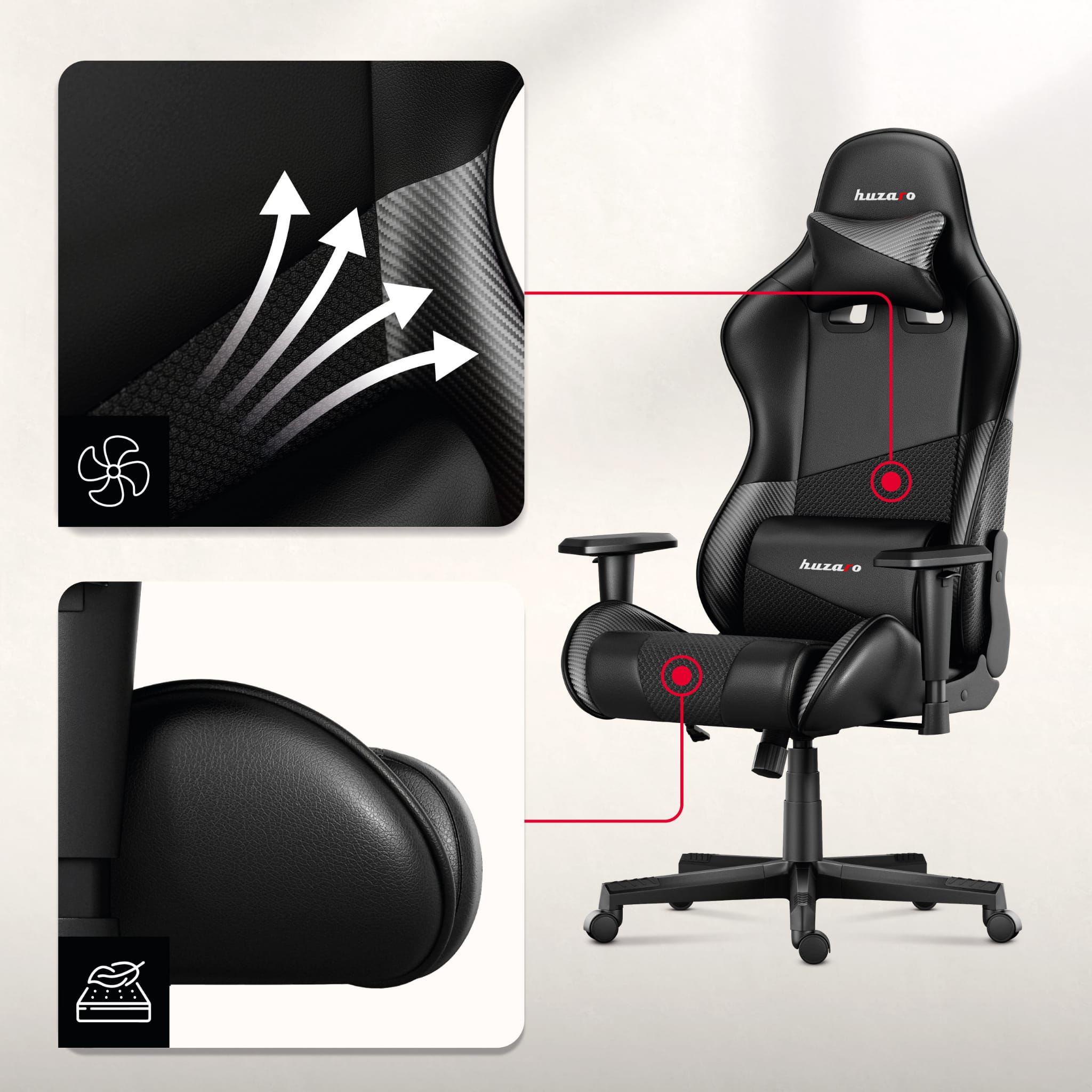 Fotel Gamingowy HUZARO FORCE 6.2 Carbon