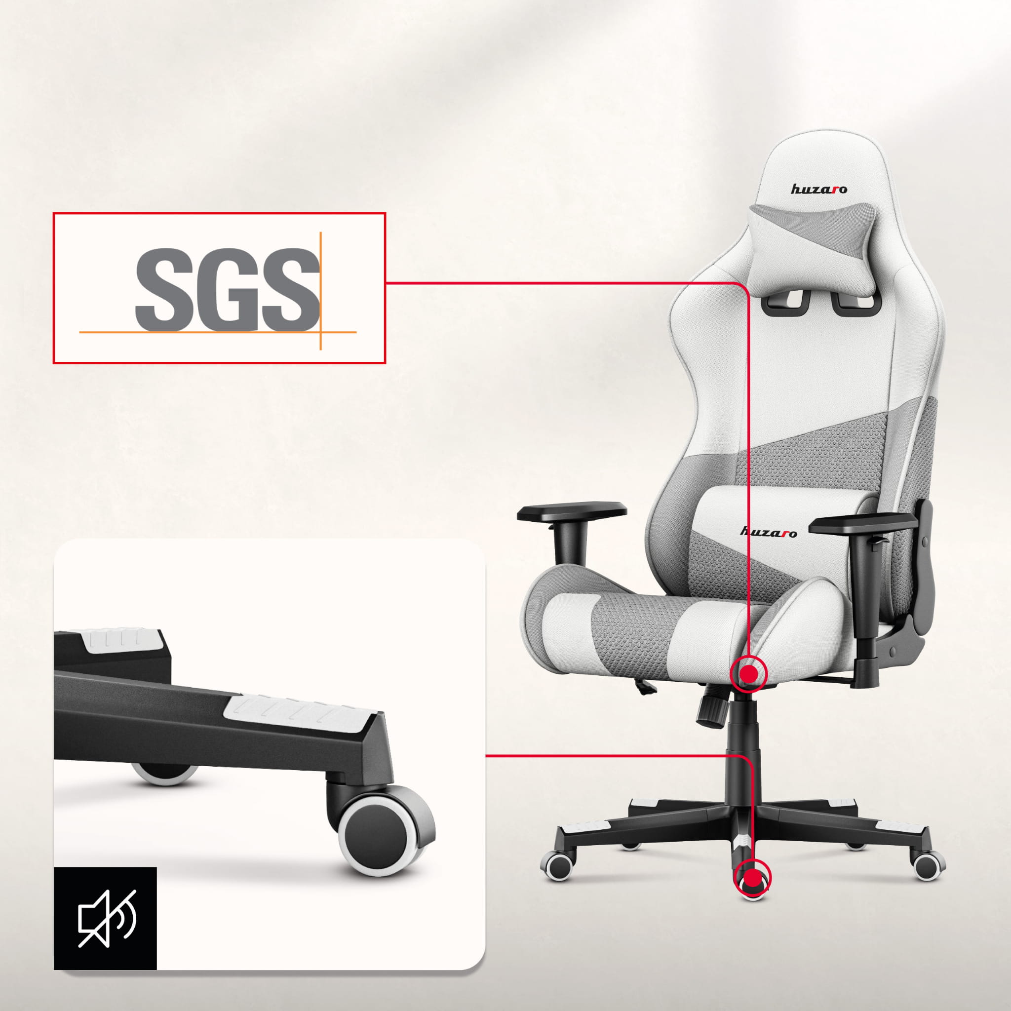 Fotel Gamingowy HUZARO FORCE 6.2  White Mesh