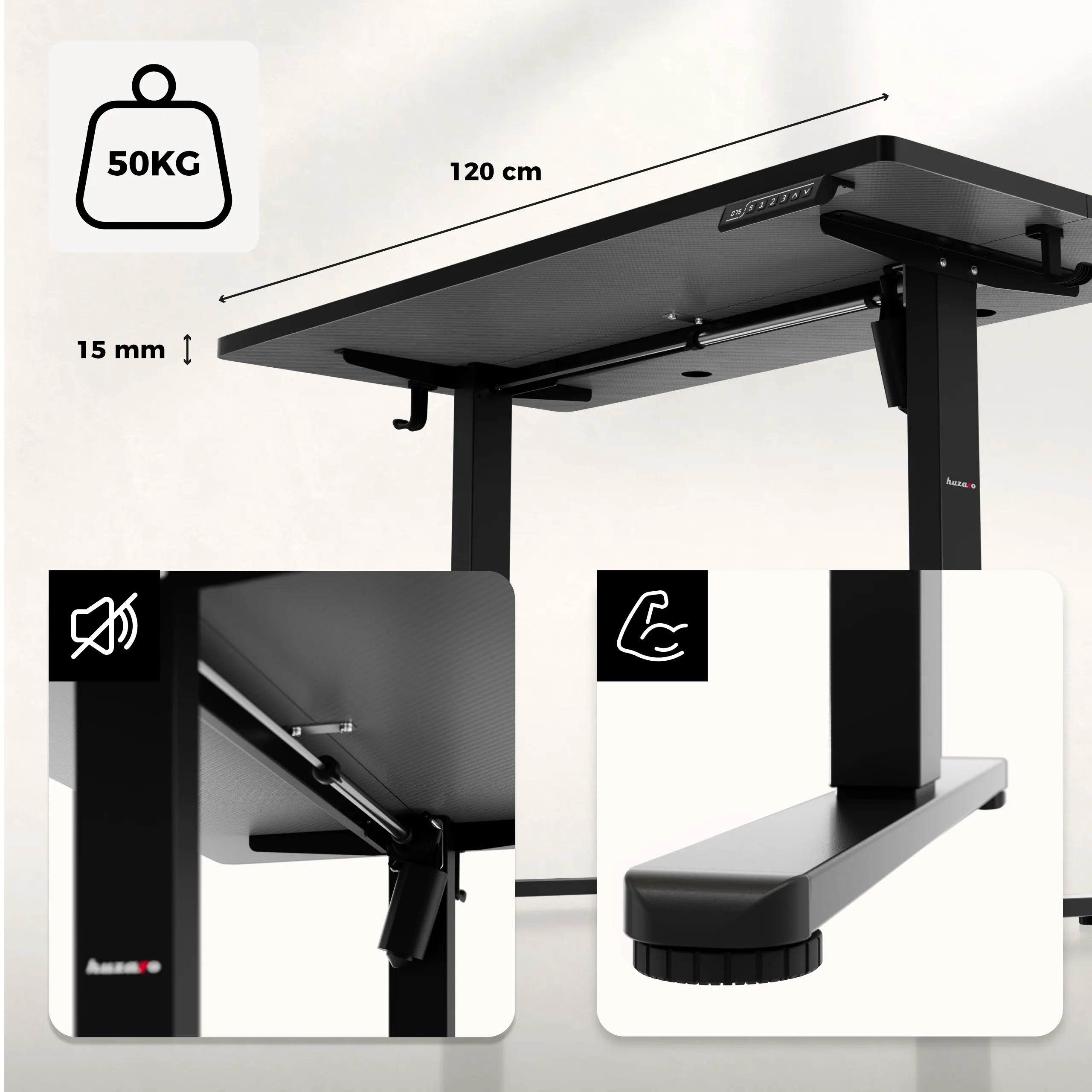 Biurko elektryczne gamingowe Huzaro Hero 8.1 Black 120 cm