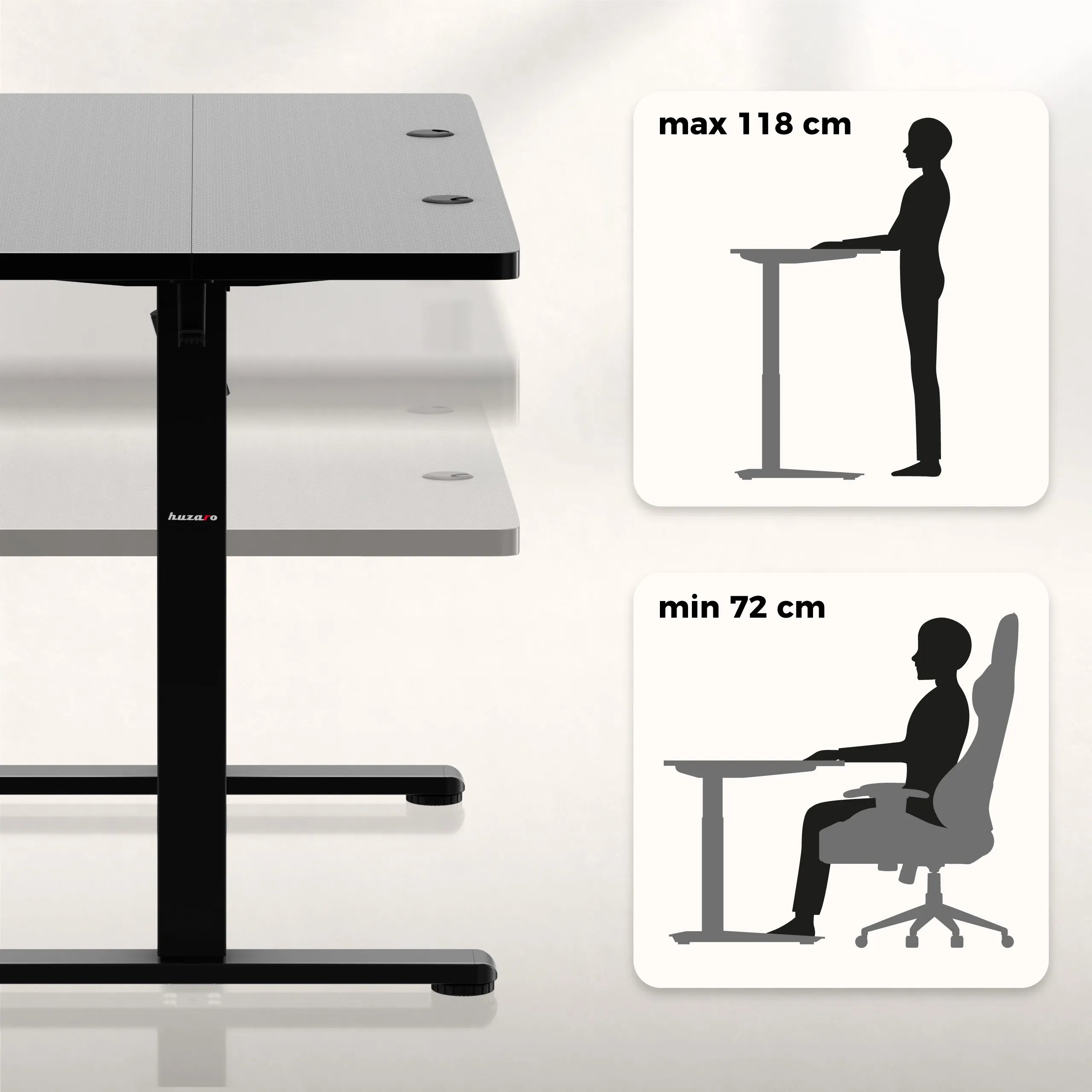 Biurko elektryczne gamingowe Huzaro Hero 8.1 Black 120 cm