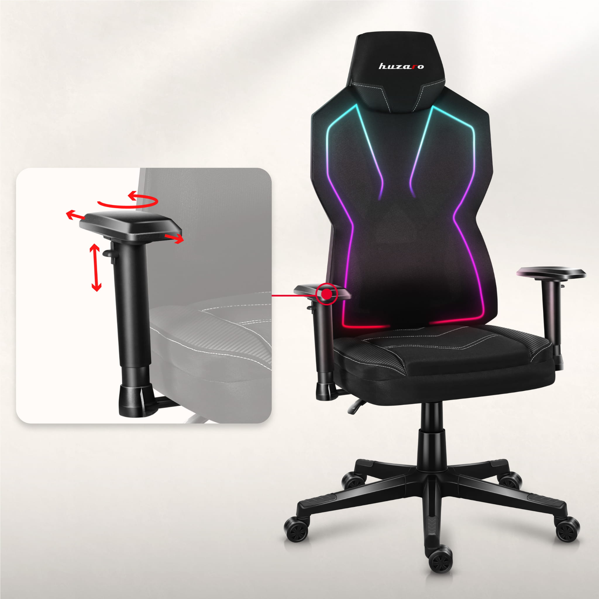 Fotel Gamingowy Huzaro COMBAT 6.2 Black RGB