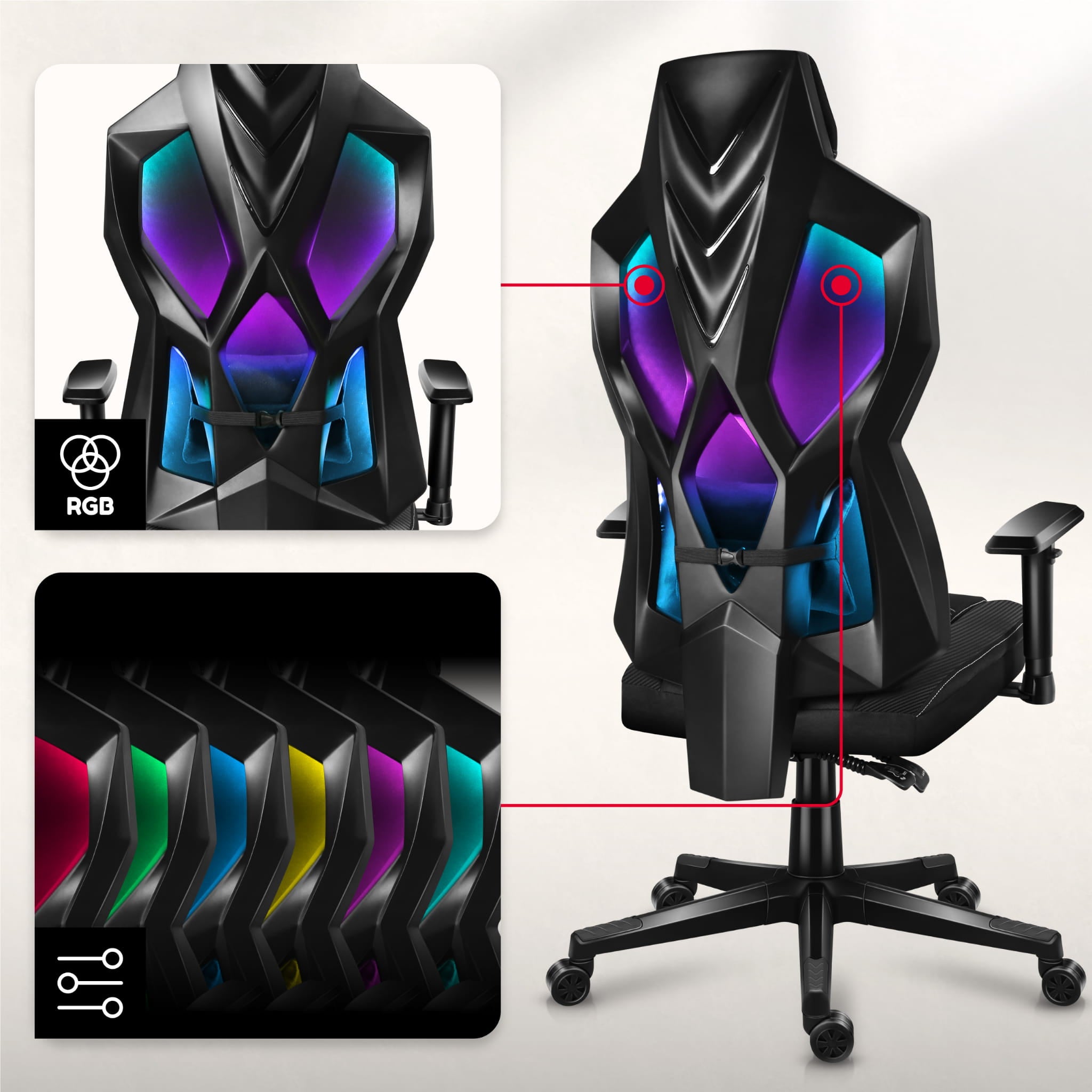 Fotel Gamingowy Huzaro COMBAT 6.2 Black RGB