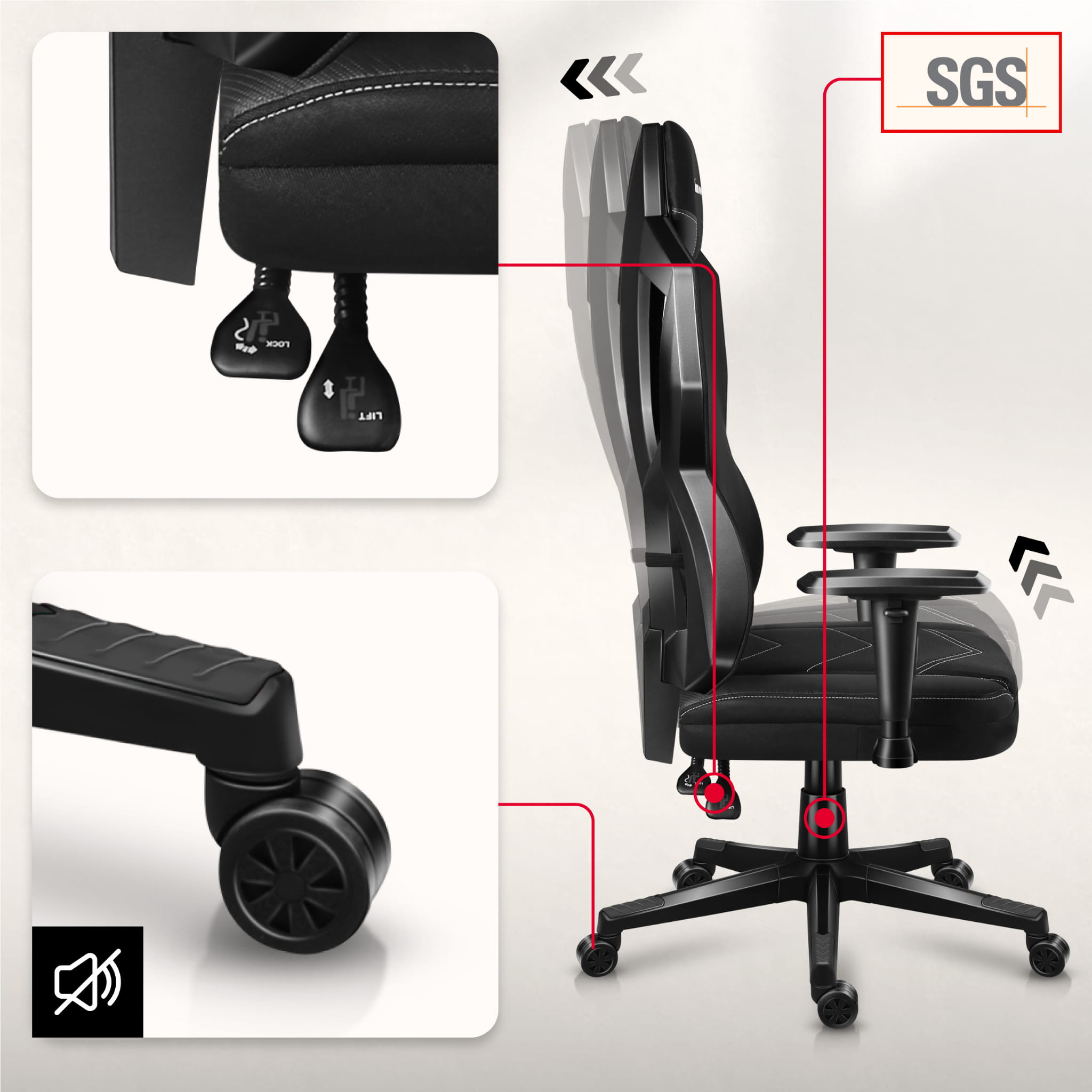 Fotel Gamingowy Huzaro COMBAT 6.2 Black RGB