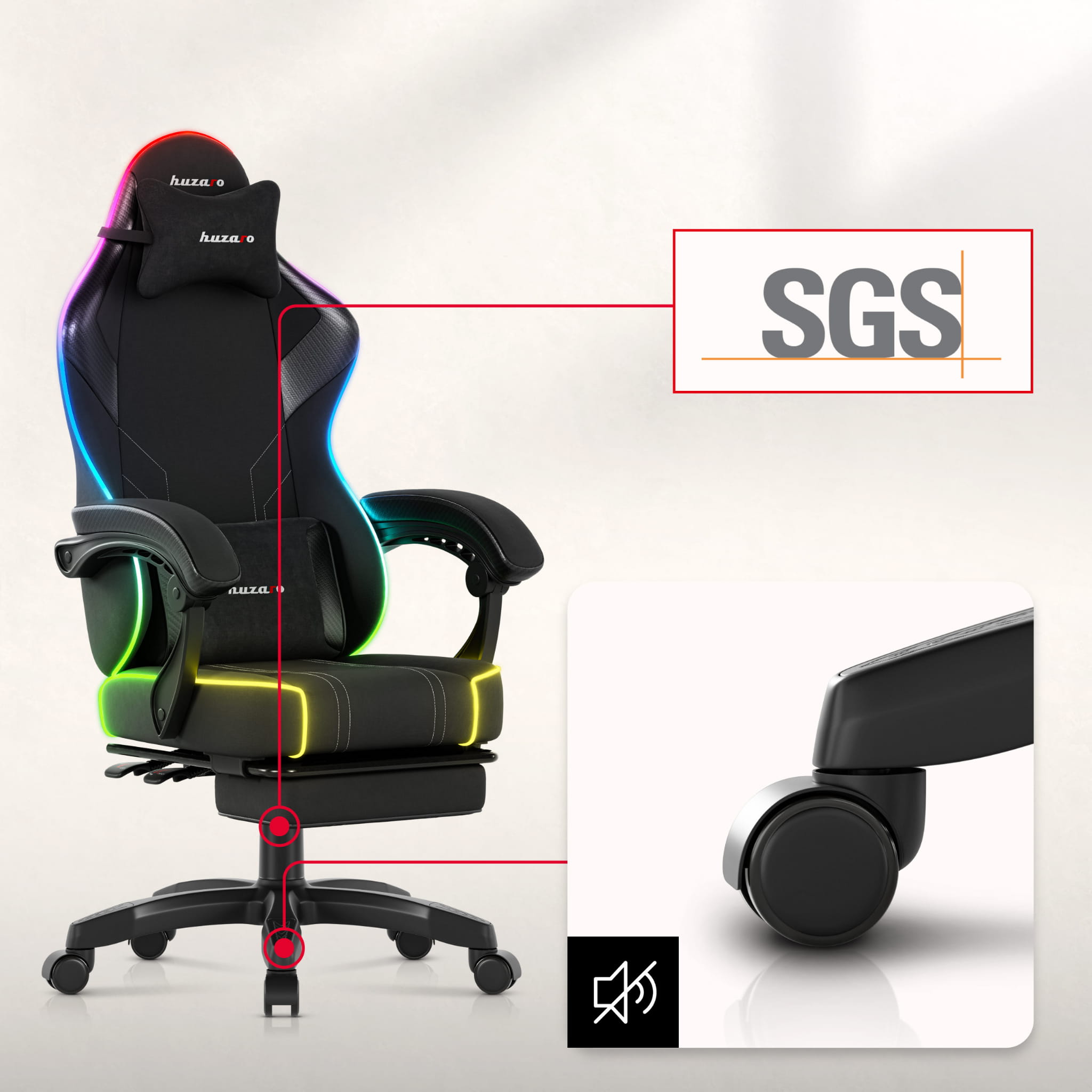 Fotel gamingowy Huzaro Force 3.7 RGB Black