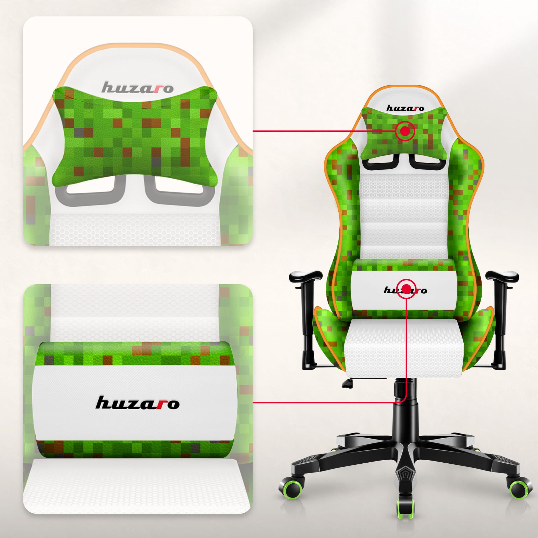 Fotel gamingowy dla dziecka Huzaro Ranger 6.0 Pixel White