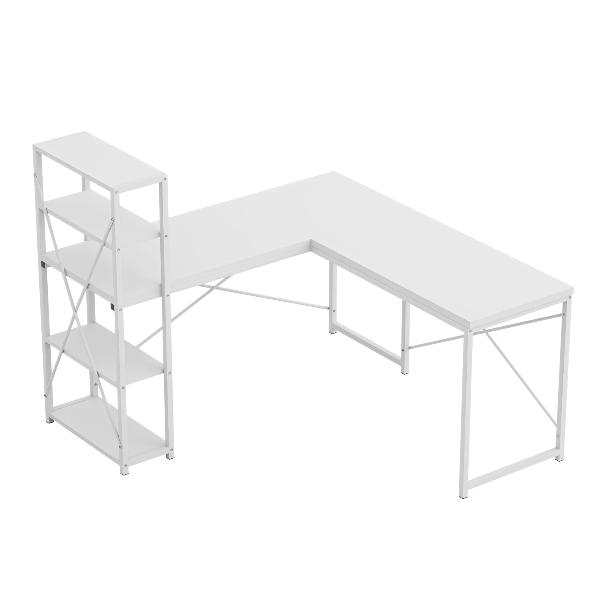 Biurko narożne z półkami Mark Adler Leader 5.9 White 145 cm OUTLET