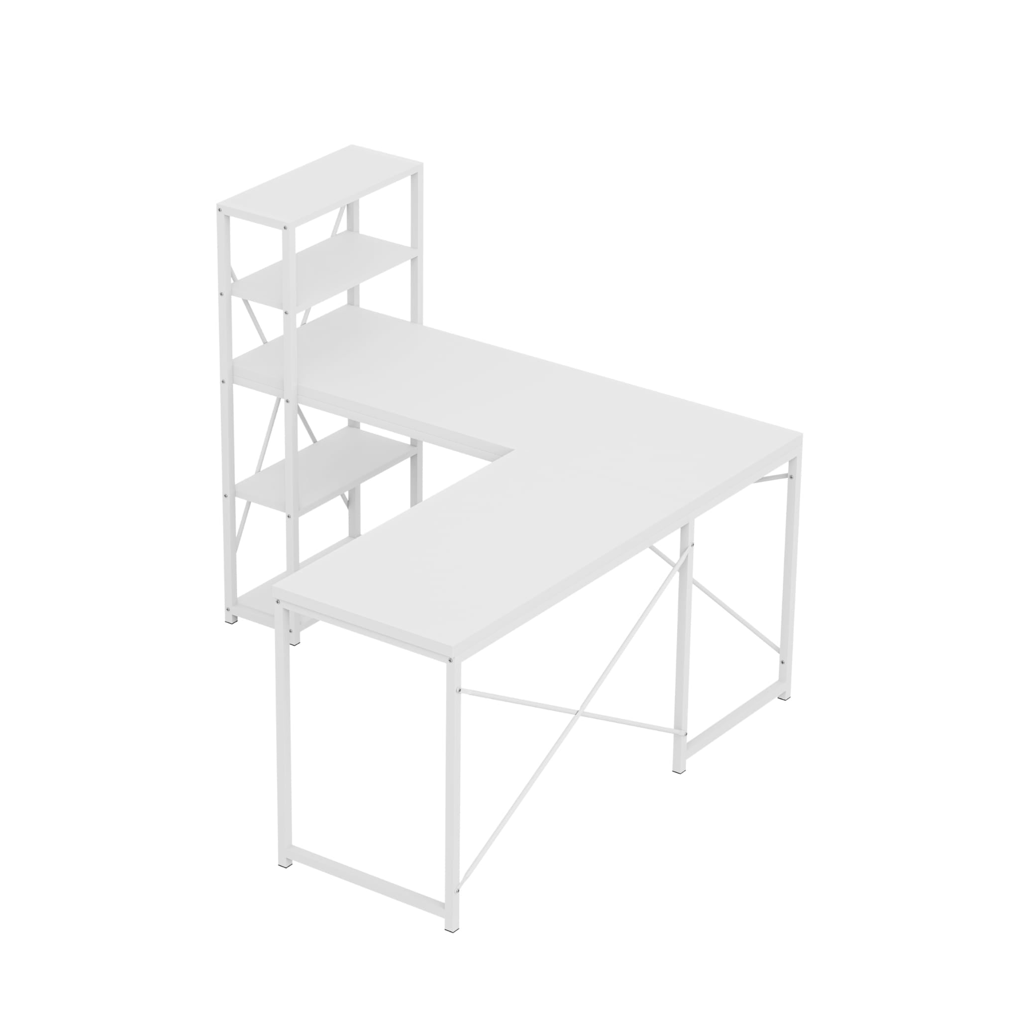 Biurko narożne z półkami Mark Adler Leader 5.9 White 145 cm OUTLET