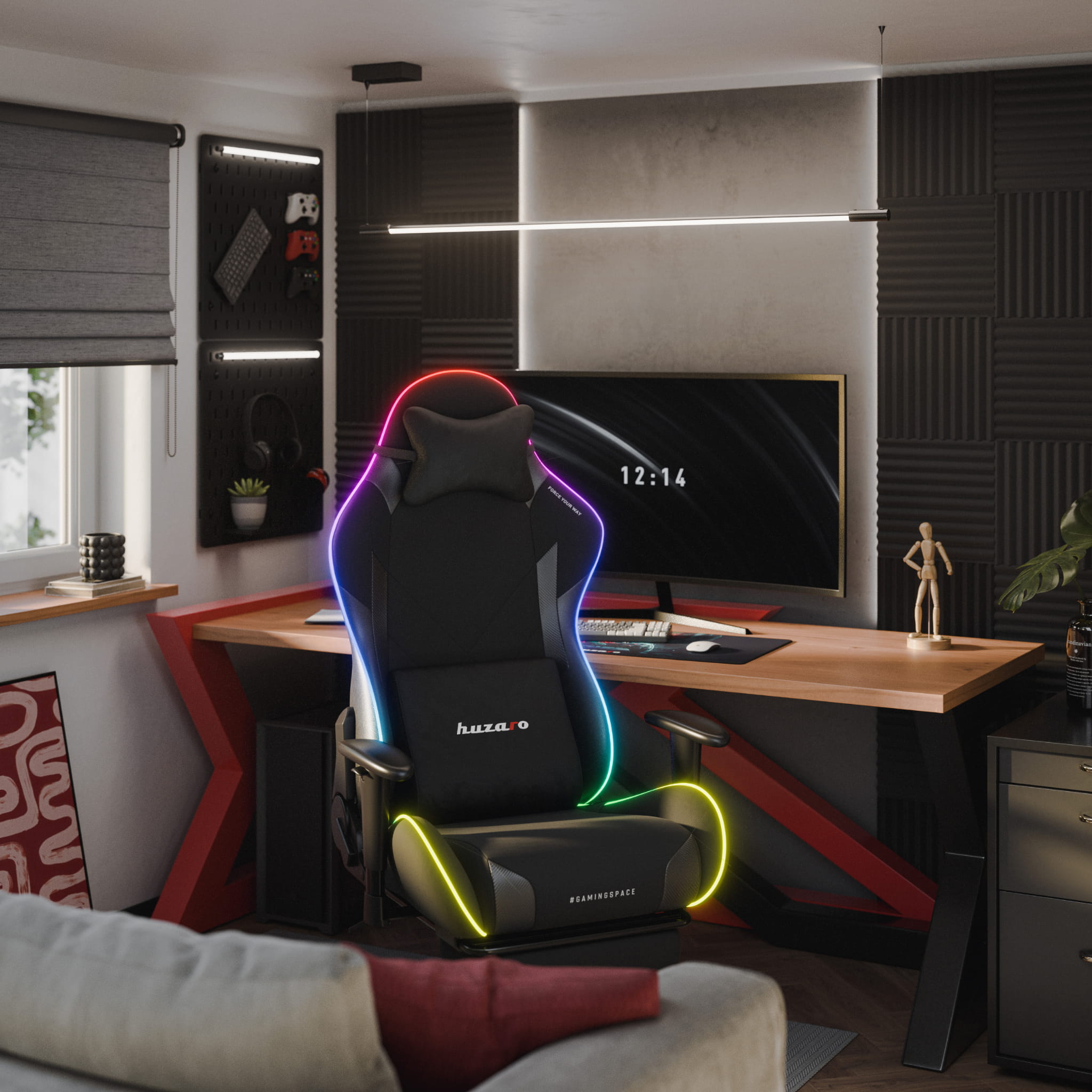 Fotel gamingowy LED Huzaro Force 5.7 Black RGB