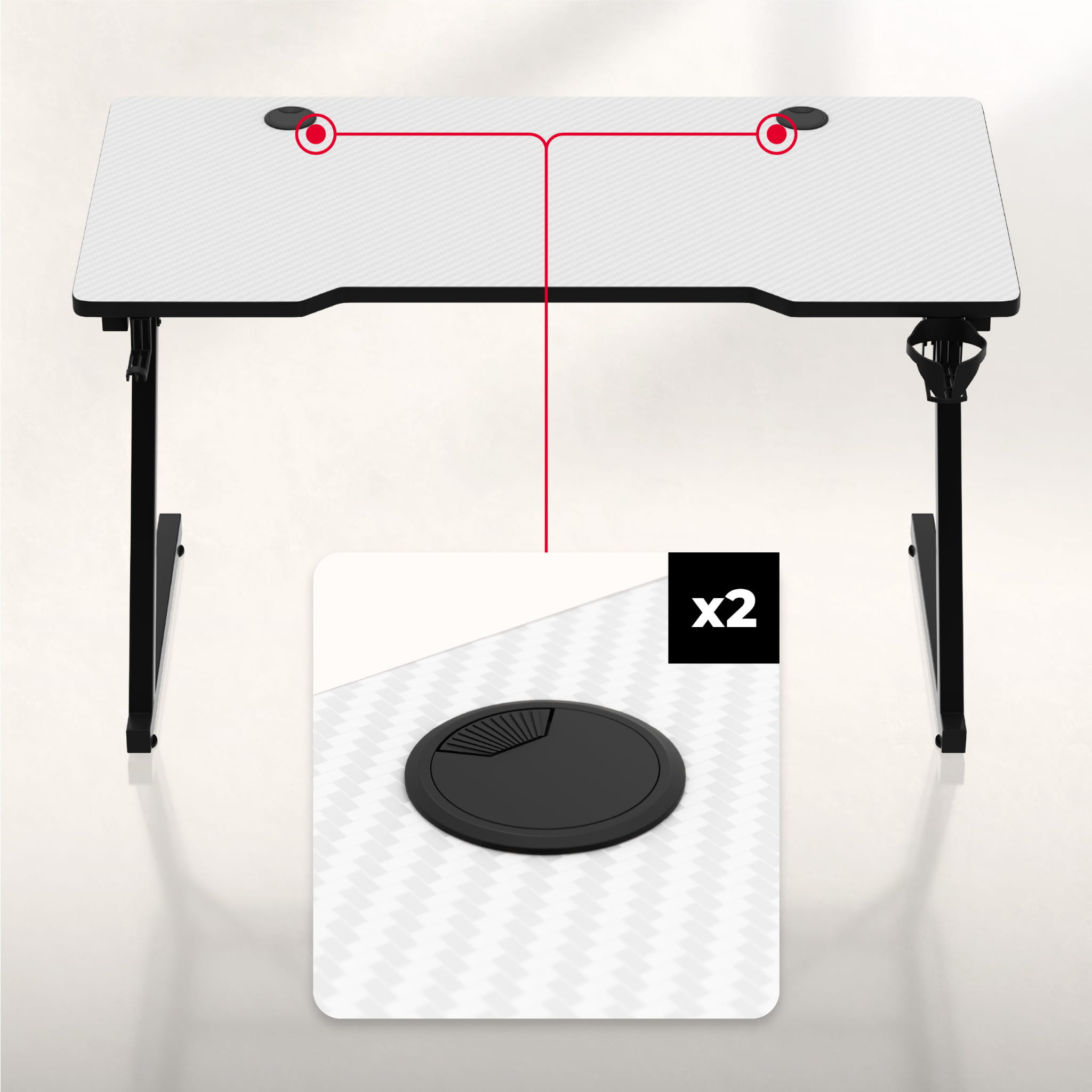 Biurko Gamingowe Huzaro Hero 2.5 White 120 cm