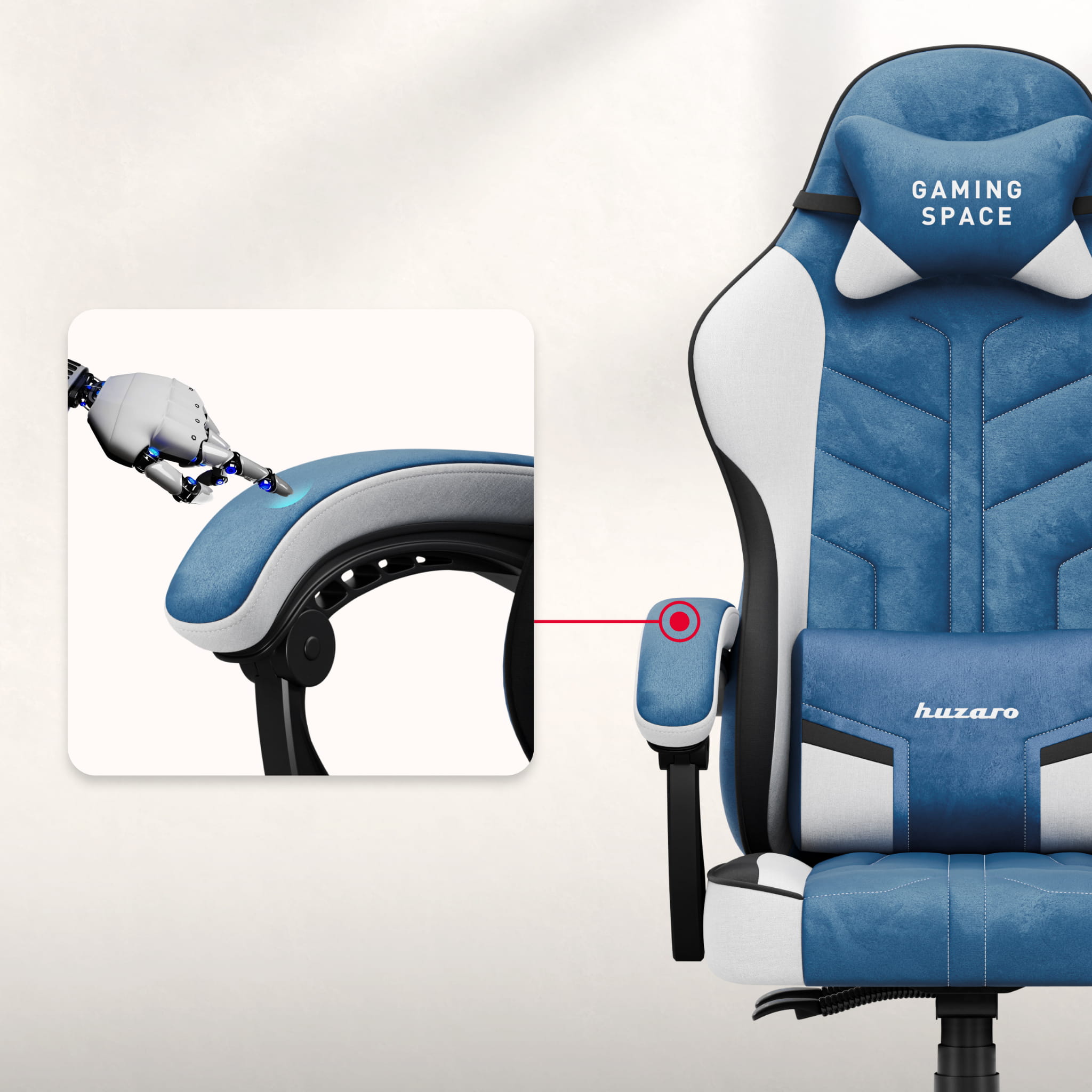 Fotel gamingowy welurowy Huzaro Force 2.7 Blue