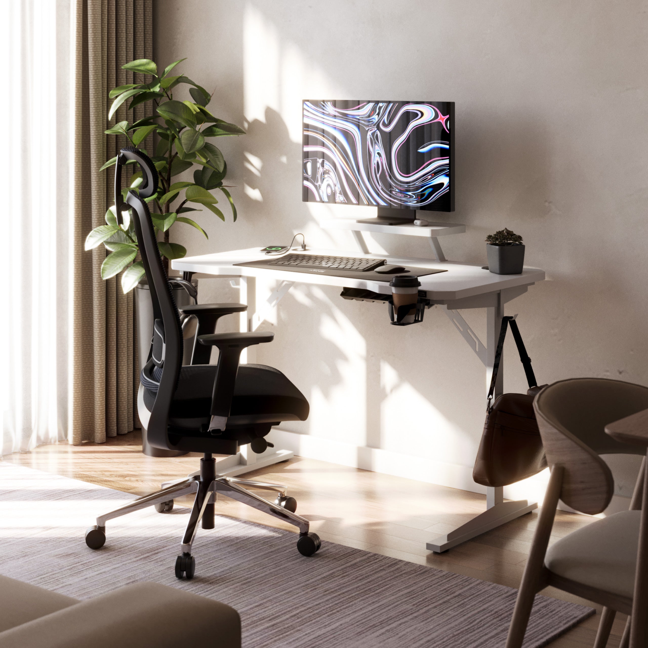 Biurko komputerowe z półką Mark Adler Leader 5.1 White 115 cm