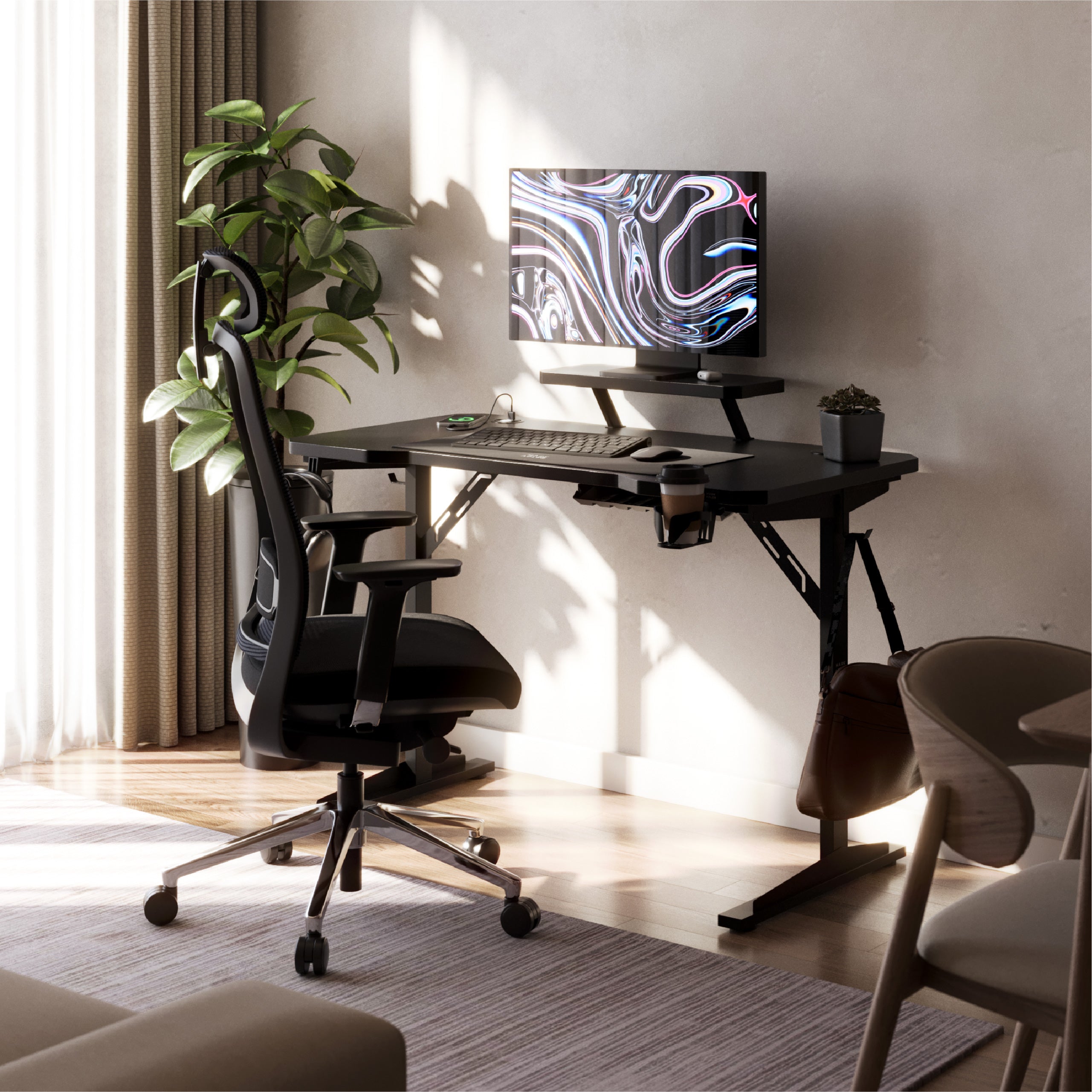 Biurko komputerowe z półką Mark Adler Leader 5.1 Black  115 cm