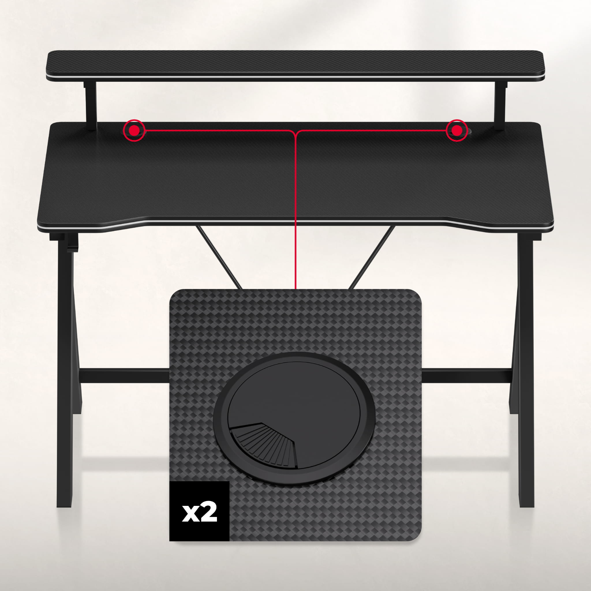 Biurko gamingowe 120 cm Huzaro Hero 1.9 Black OUTLET