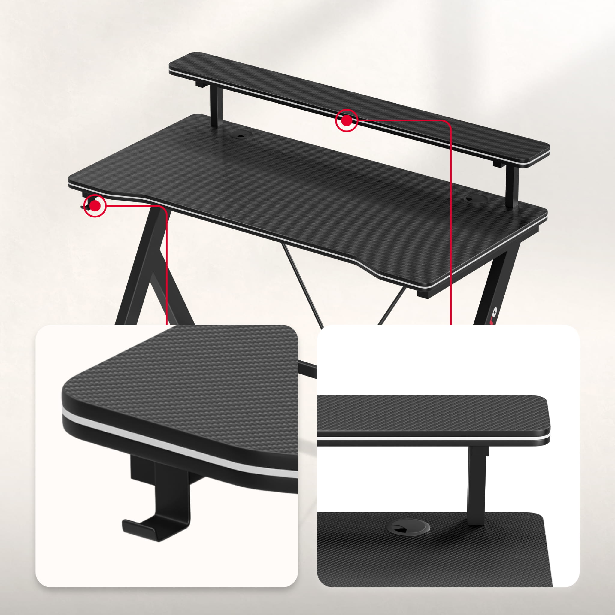 Biurko gamingowe 120 cm Huzaro Hero 1.9 Black OUTLET