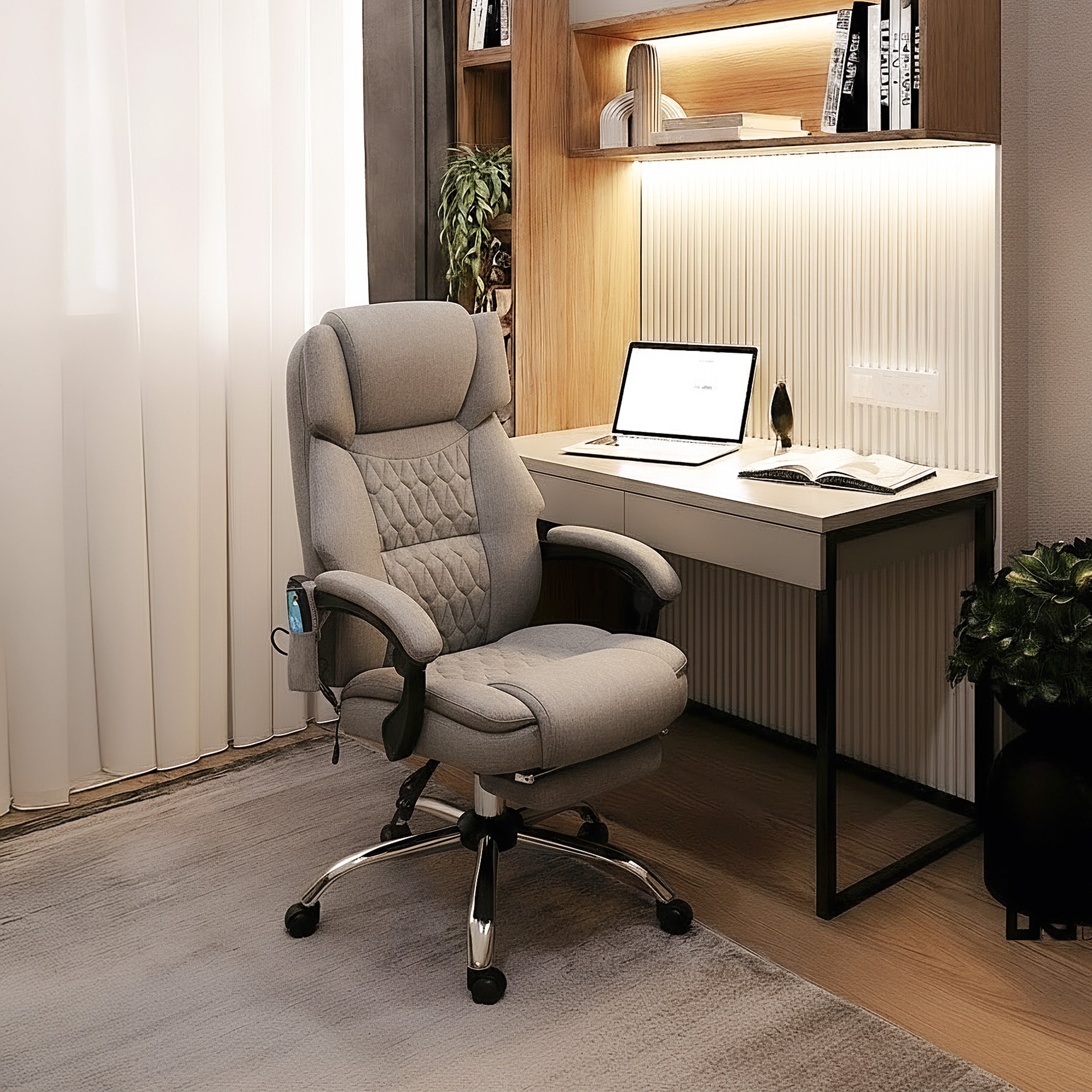 Fotel biurowy z masażem podnóżkiem Mark Adler Boss 6.0 Grey