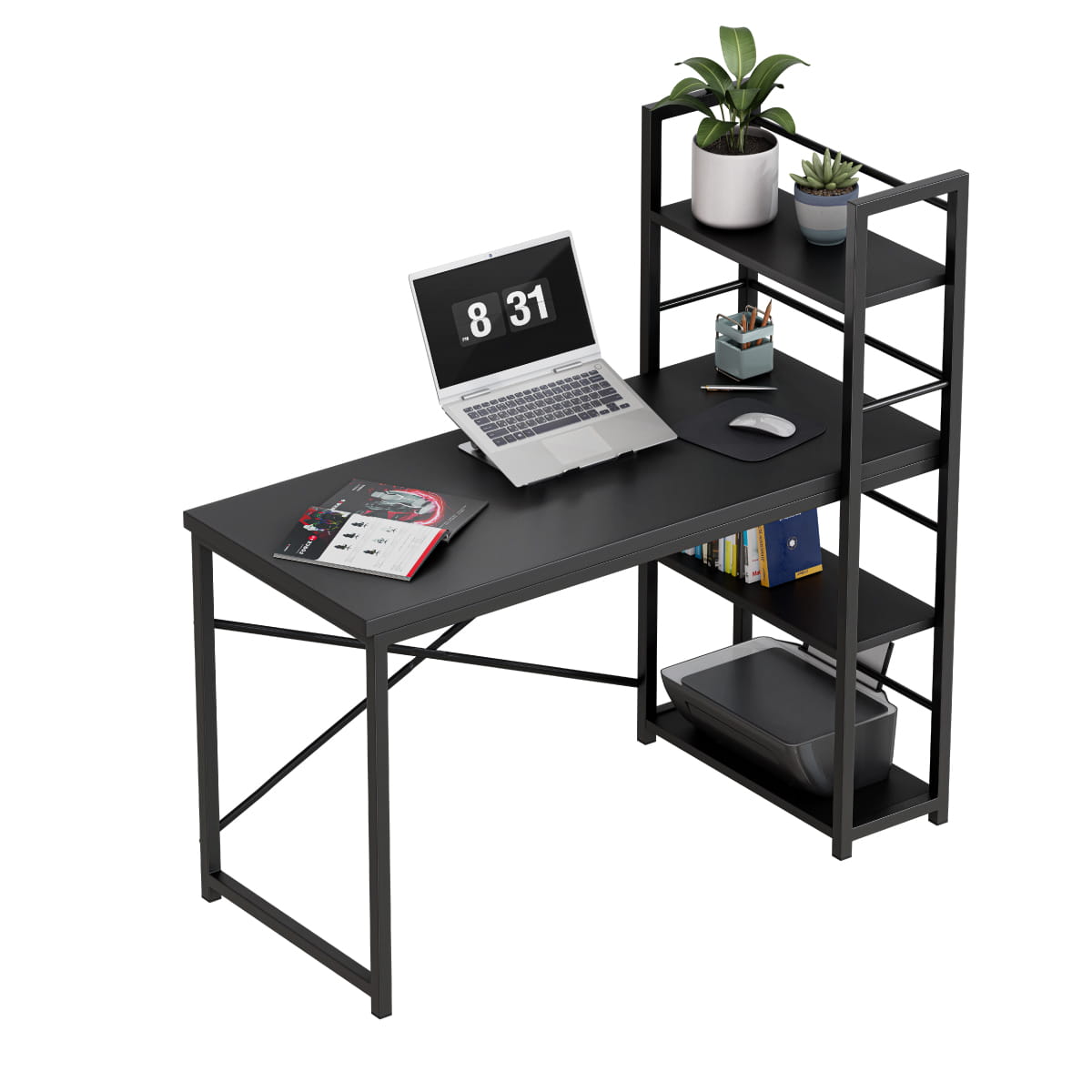 Biurko z półkami Mark Adler Leader 4.0 Black 120 cm OUTLET