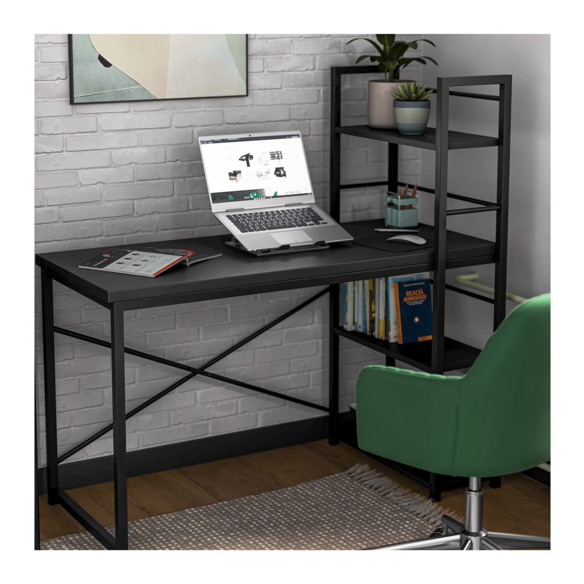 Biurko z półkami Mark Adler Leader 4.0 Black 120 cm OUTLET