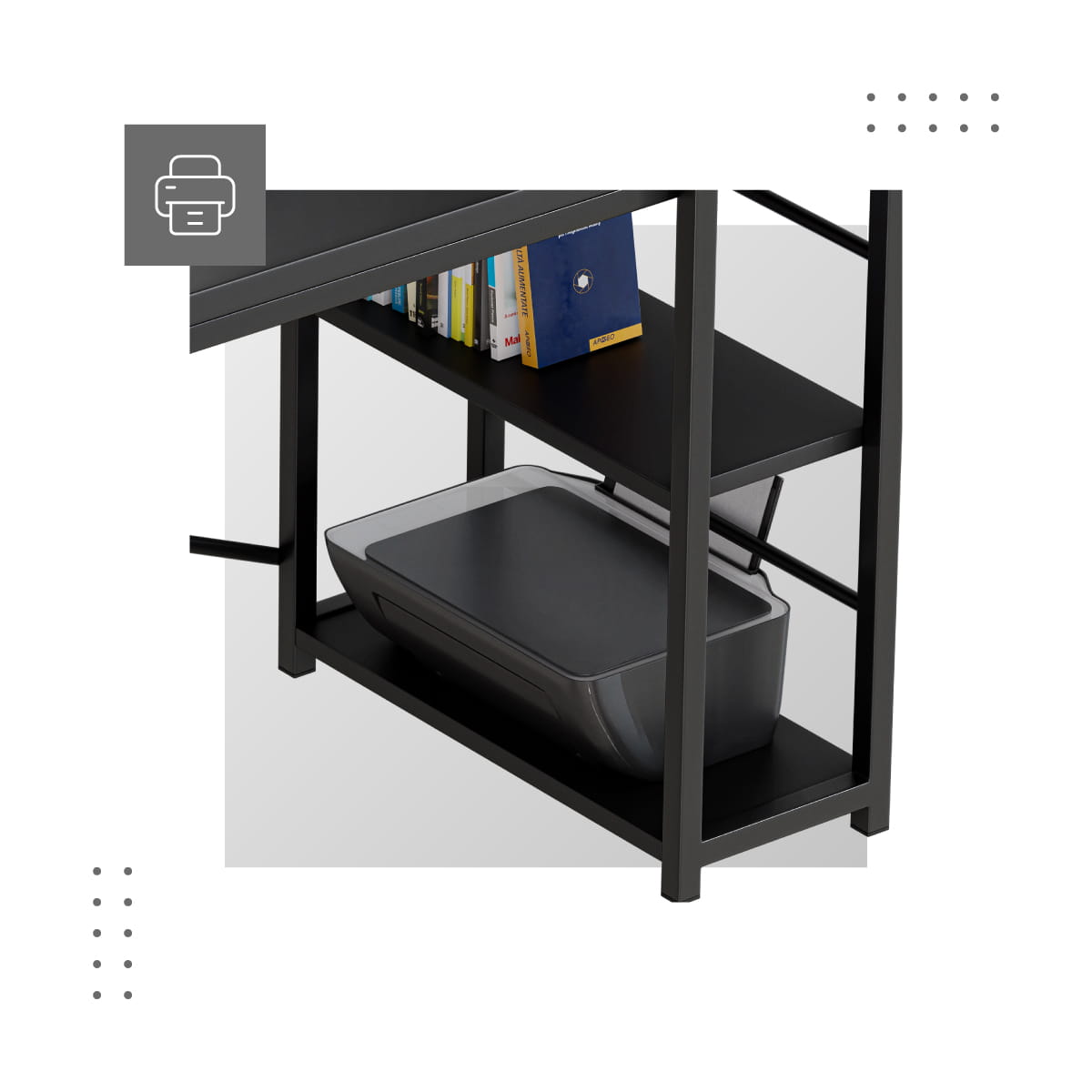 Biurko z półkami Mark Adler Leader 4.0 Black 120 cm OUTLET