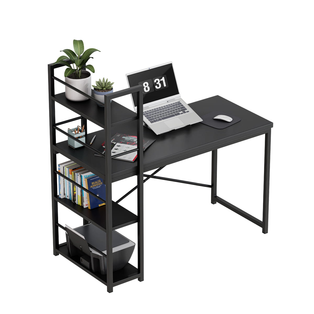 Biurko z półkami Mark Adler Leader 4.0 Black 120 cm OUTLET