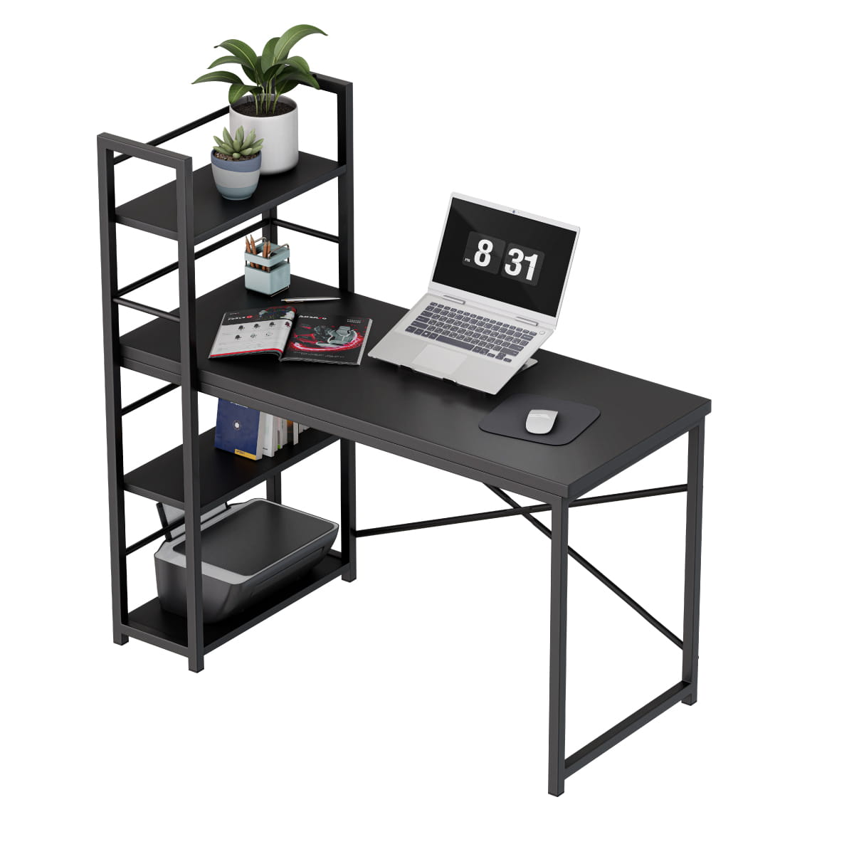 Biurko z półkami Mark Adler Leader 4.0 Black 120 cm OUTLET