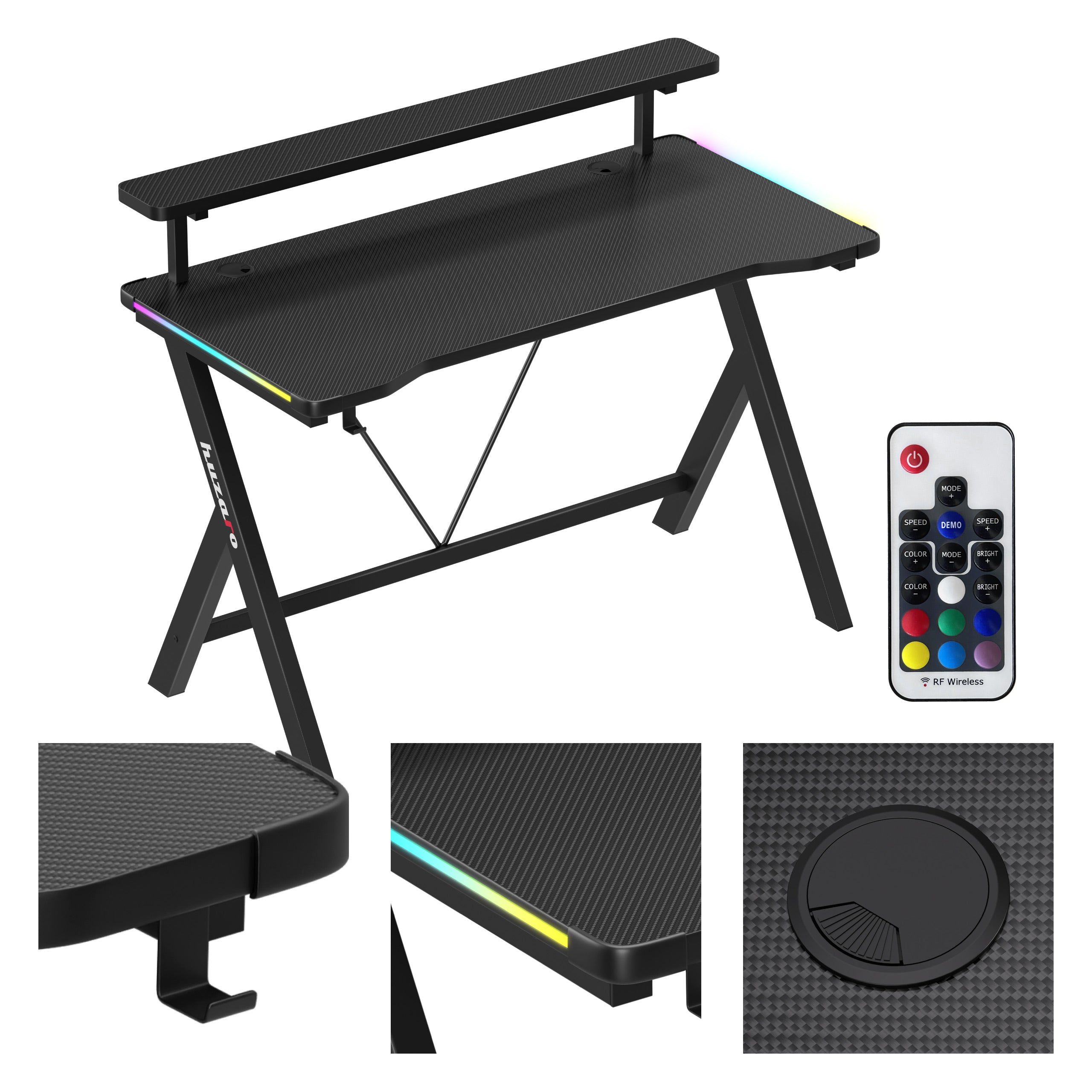 Biurko gamingowe LED Huzaro Hero 1.9 RGB  120 cm