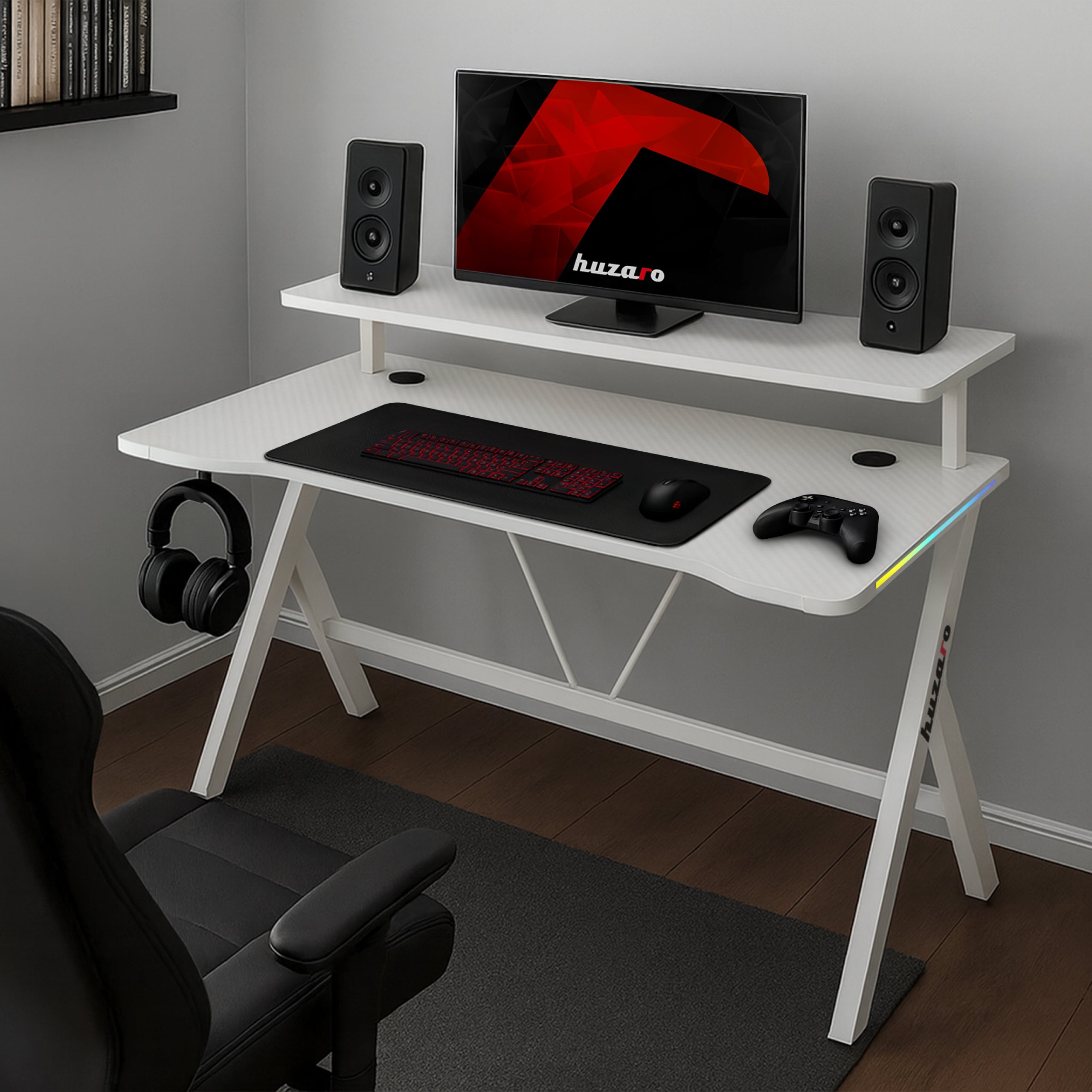 Biurko gamingowe LED Huzaro Hero 1.9 RGB White 120 cm