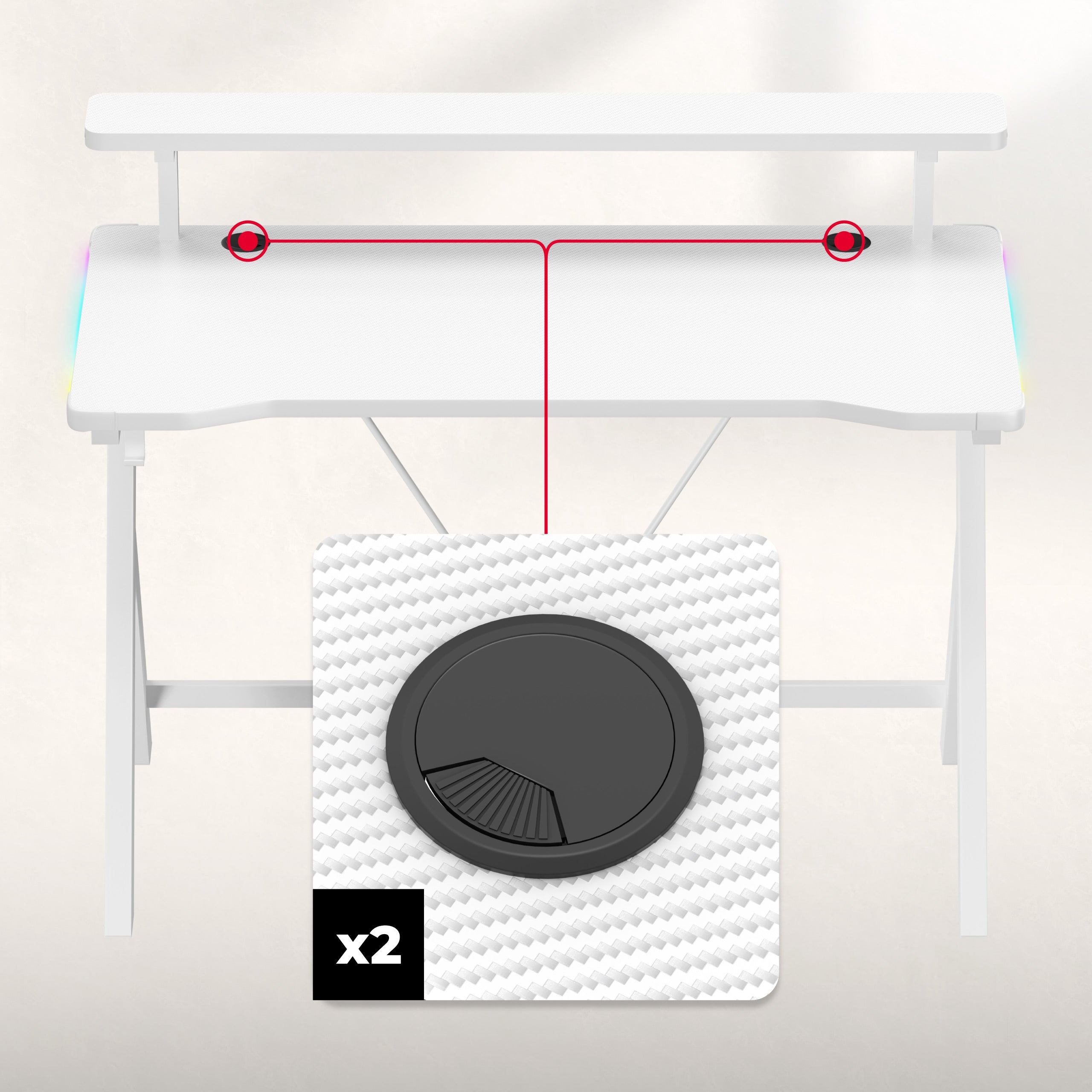 Biurko gamingowe LED Huzaro Hero 1.9 RGB White 120 cm