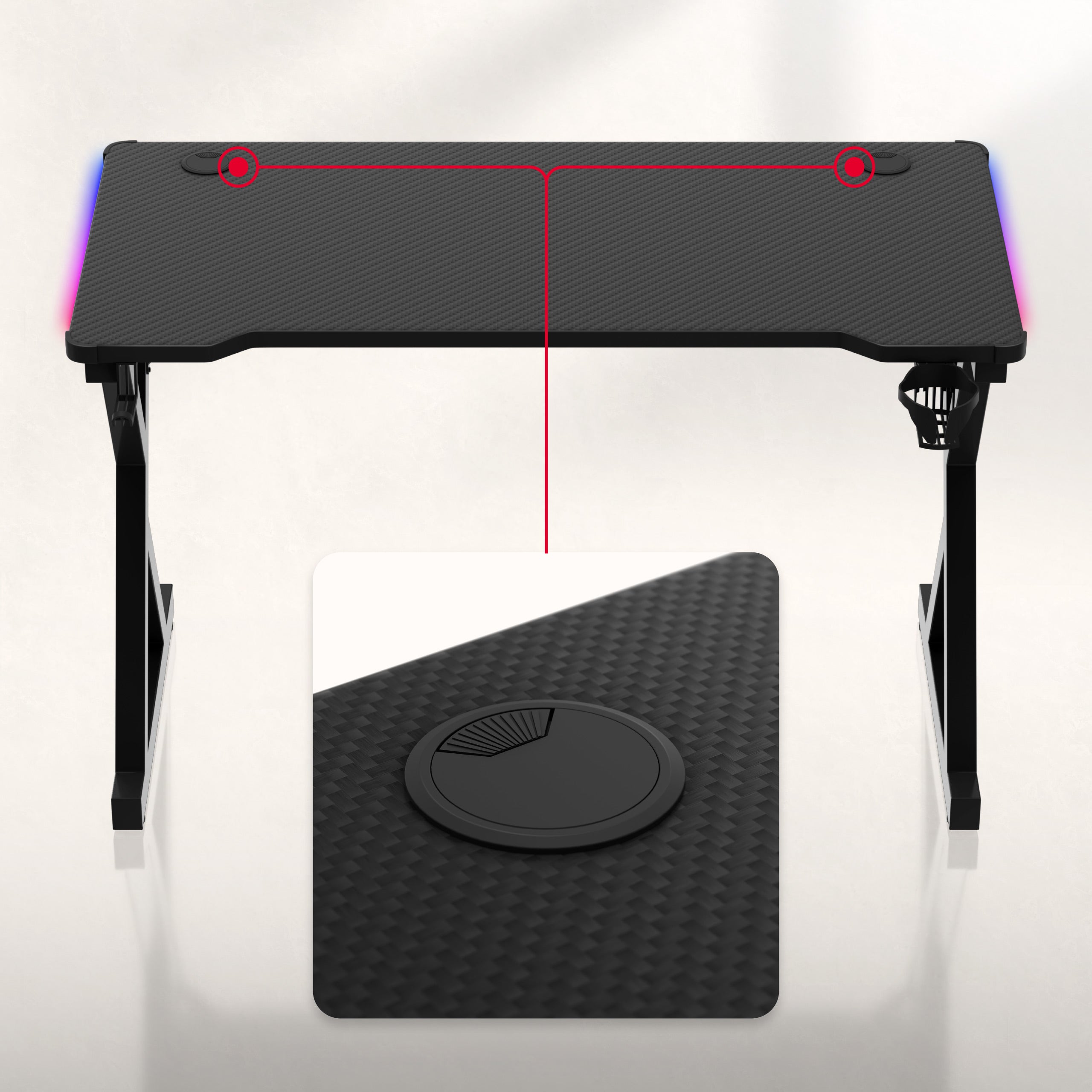 Biurko gamingowe LED Huzaro Hero 2.3 RGB 120 cm