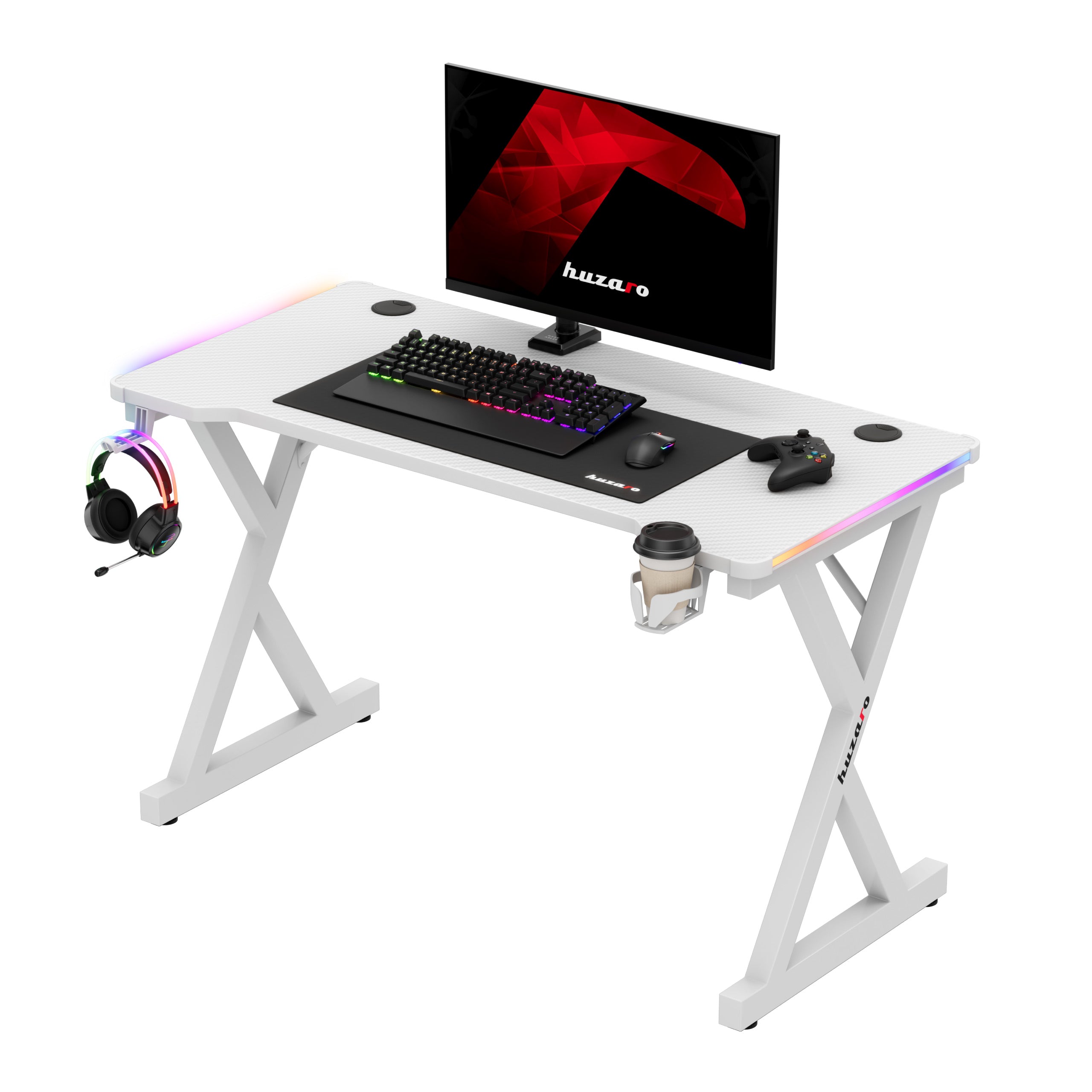 Biurko gamingowe LED Huzaro Hero 2.3 RGB White 120 cm