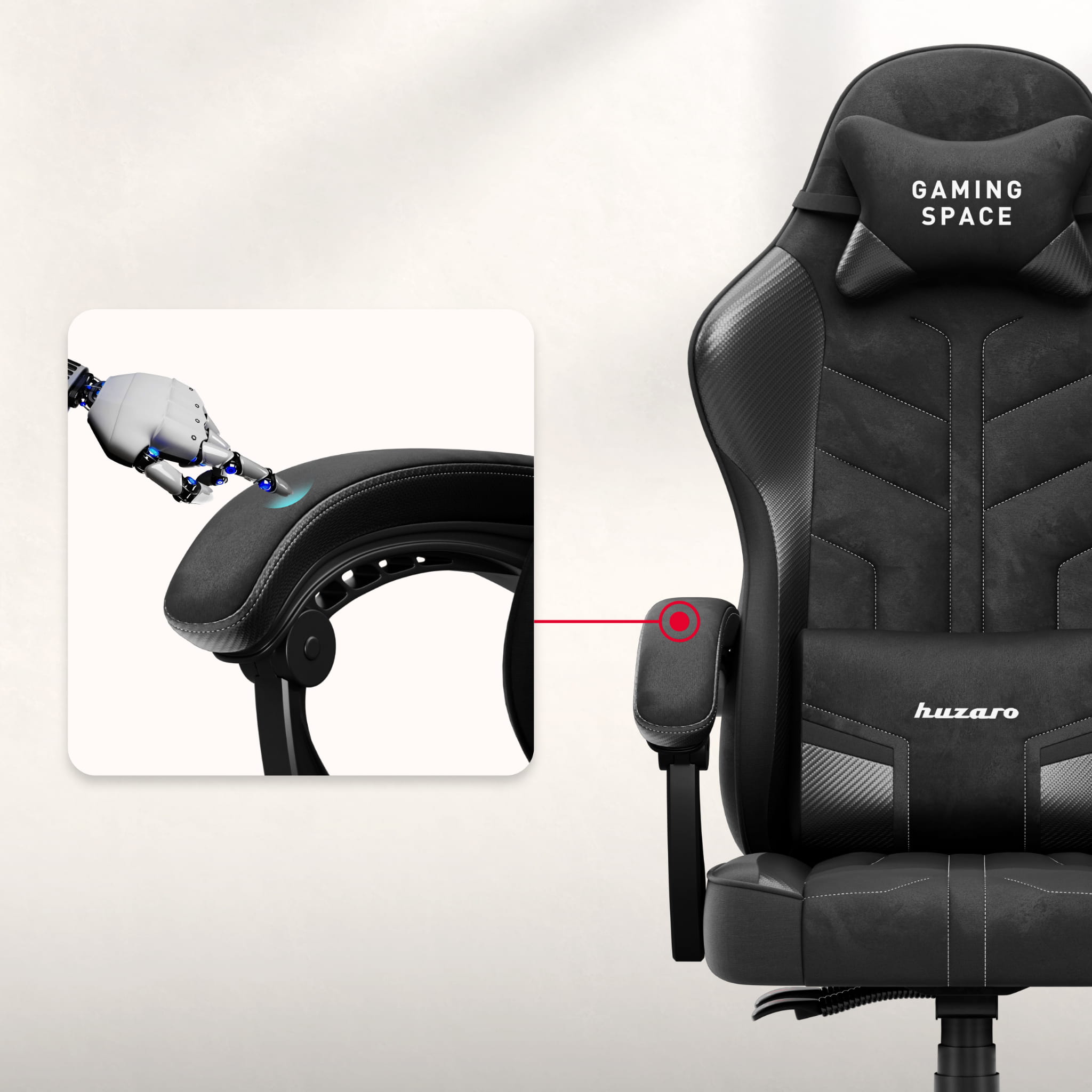 Fotel gamingowy welurowy Huzaro Force 2.7 Black Carbon OUTLET