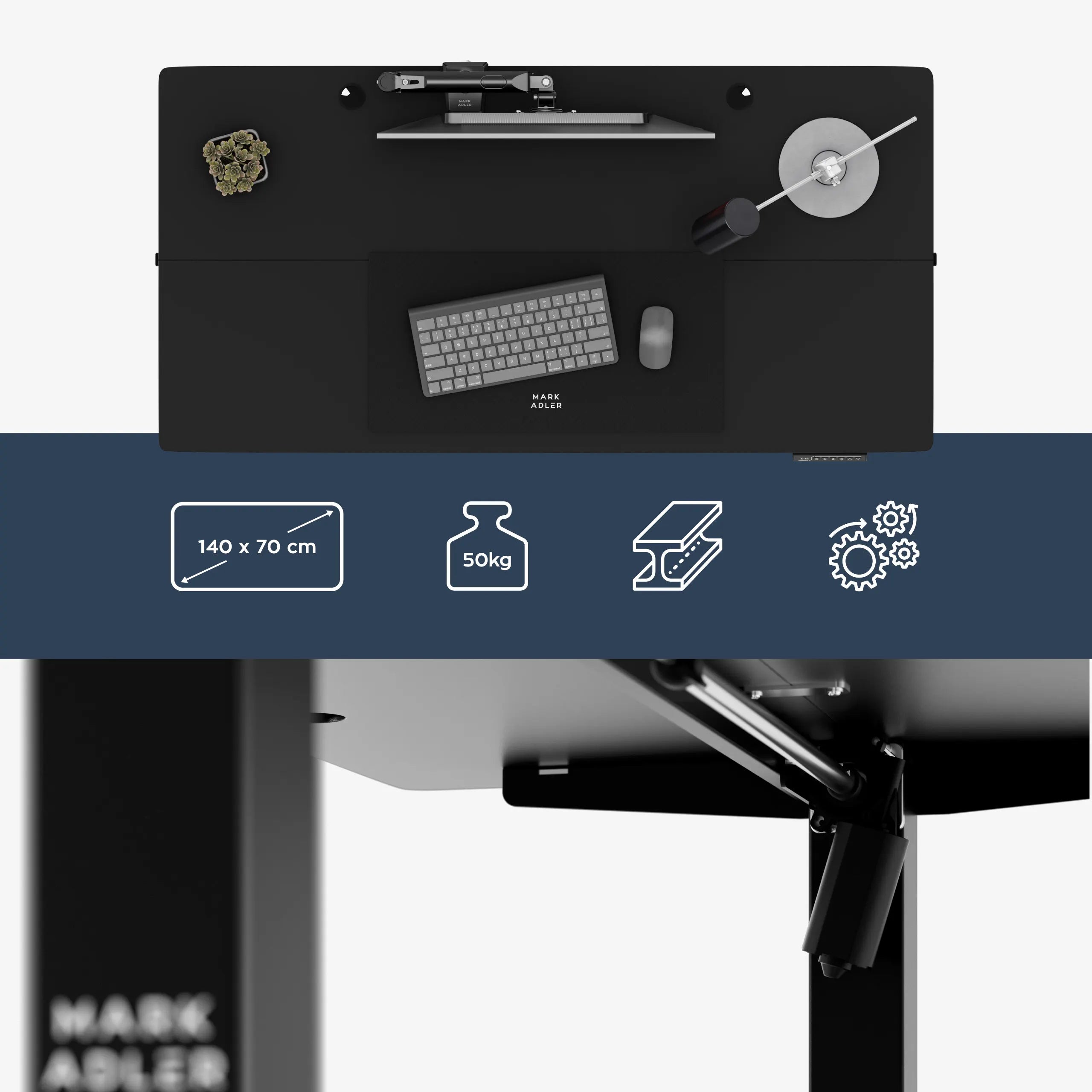 Biurko elektryczne Mark Adler Leader 7.3 Black 140 cm OUTLET