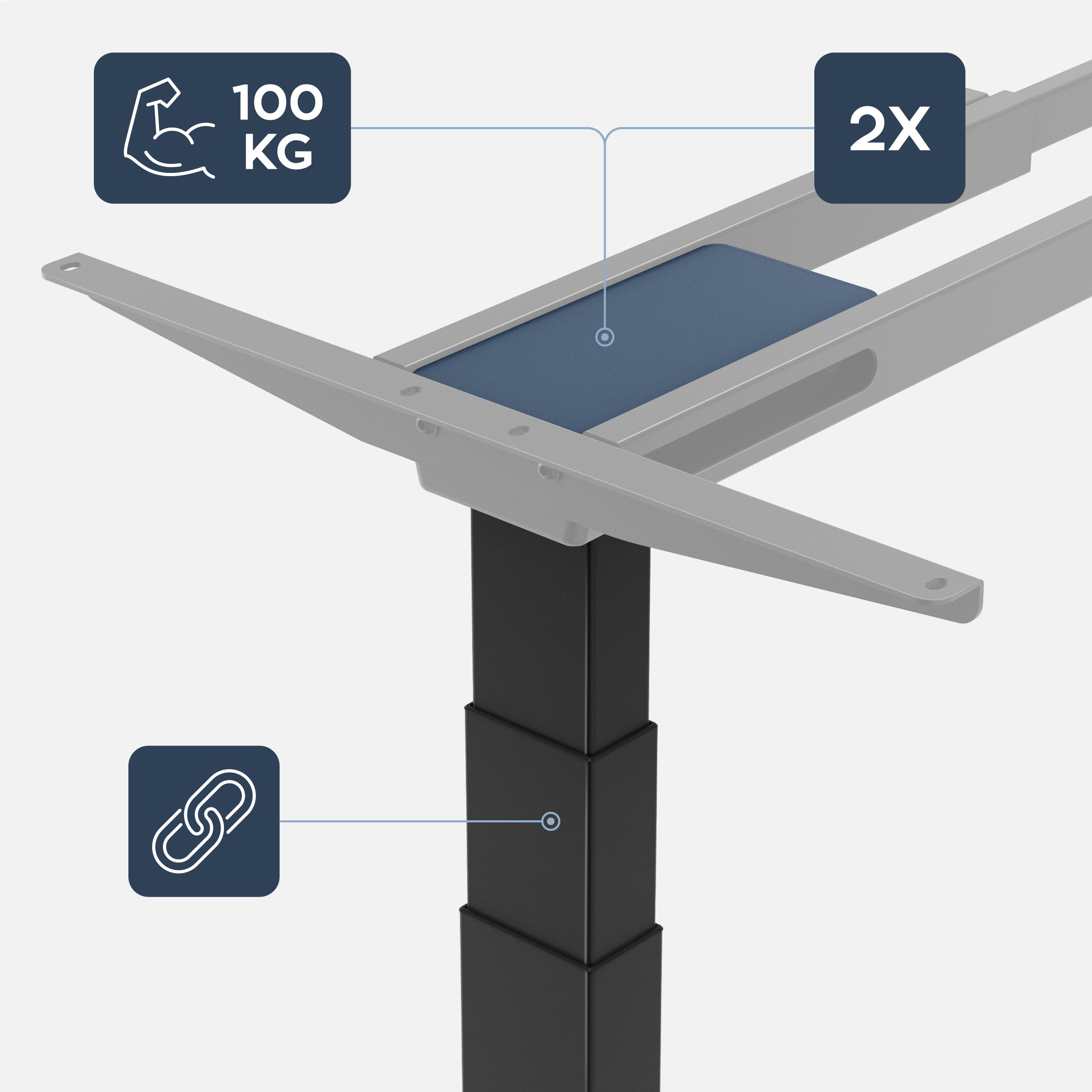 Dwusilnikowy elektryczny stelaż biurka Mark Adler Xeno 6.0
