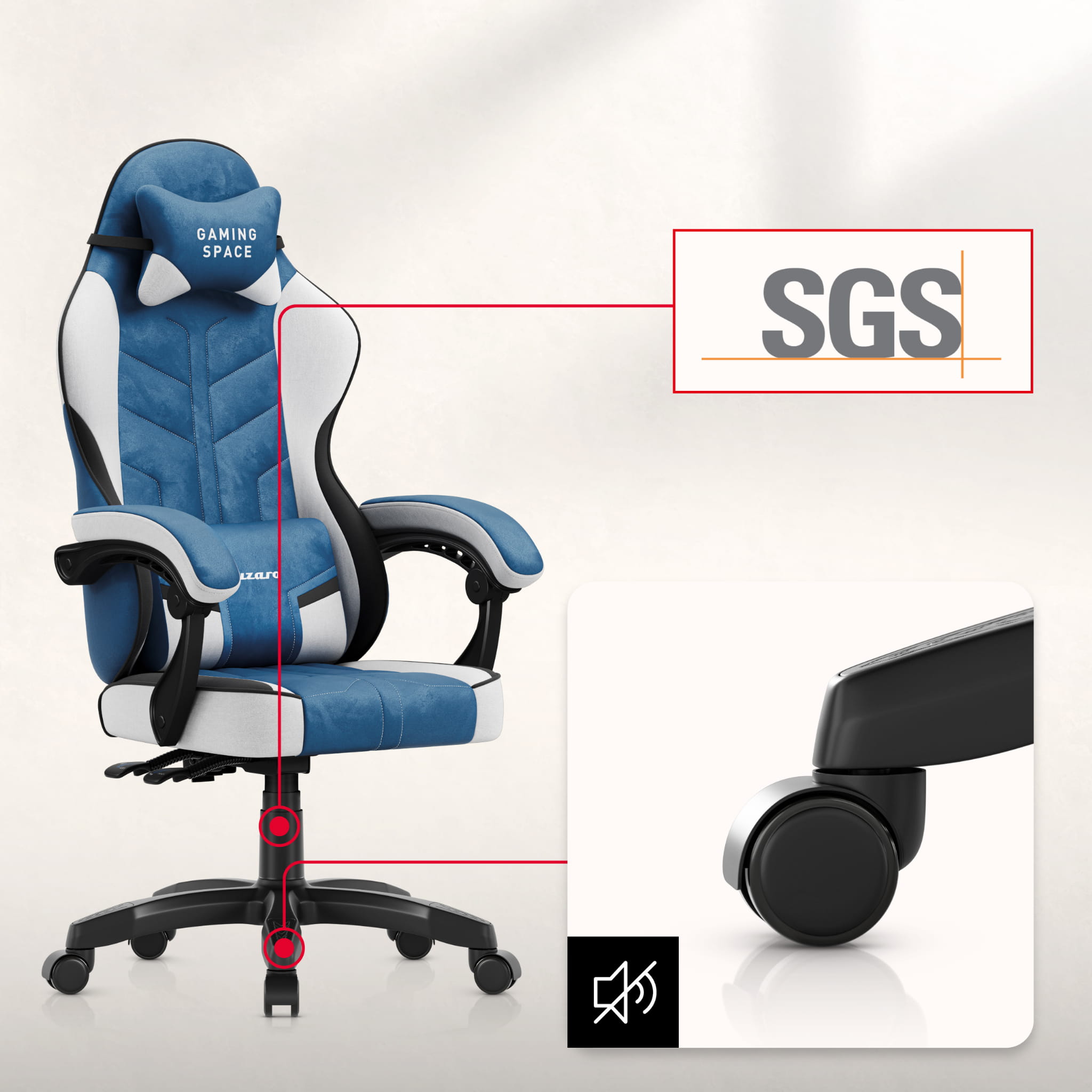 Fotel gamingowy welurowy Huzaro Force 2.7 Blue OUTLET