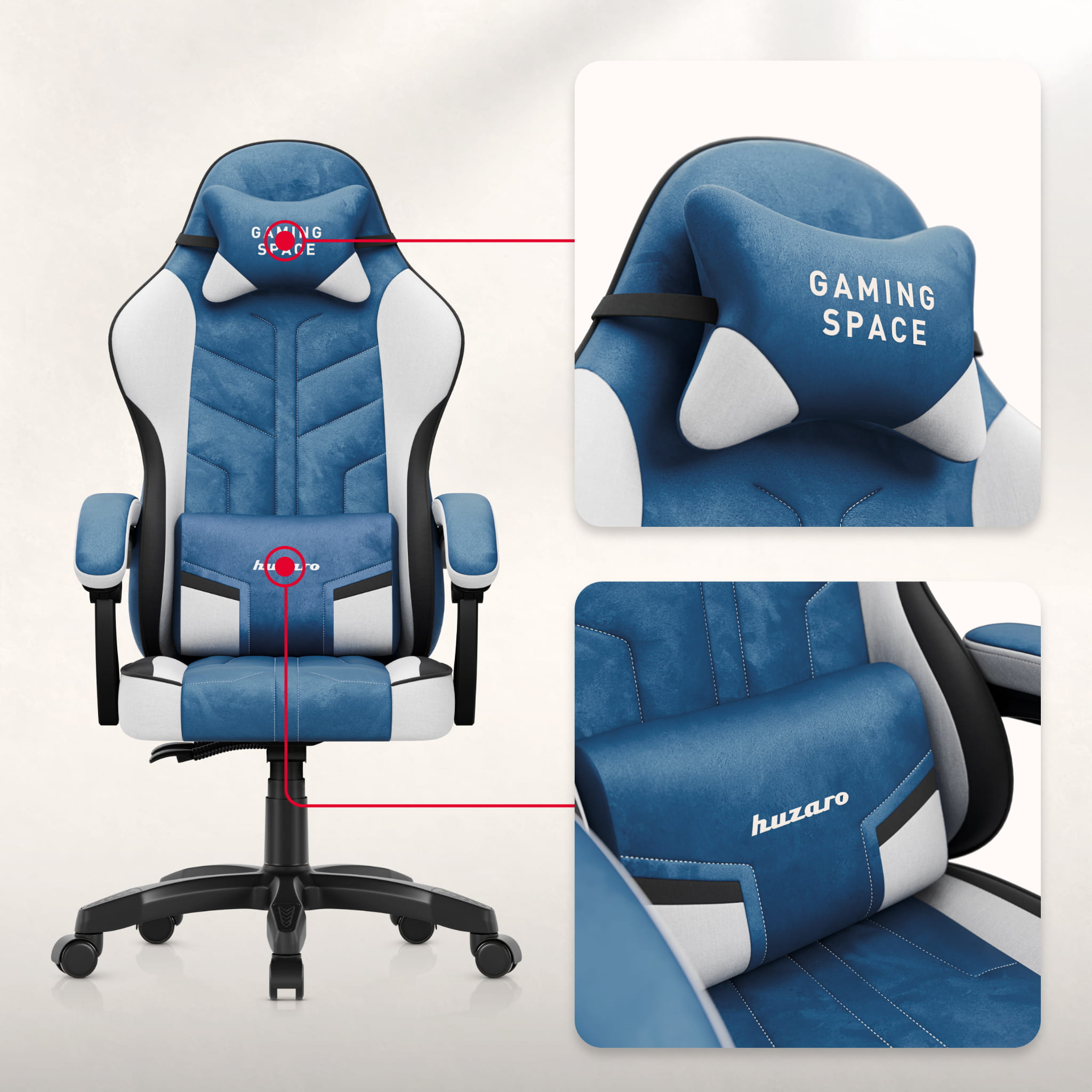 Fotel gamingowy welurowy Huzaro Force 2.7 Blue OUTLET