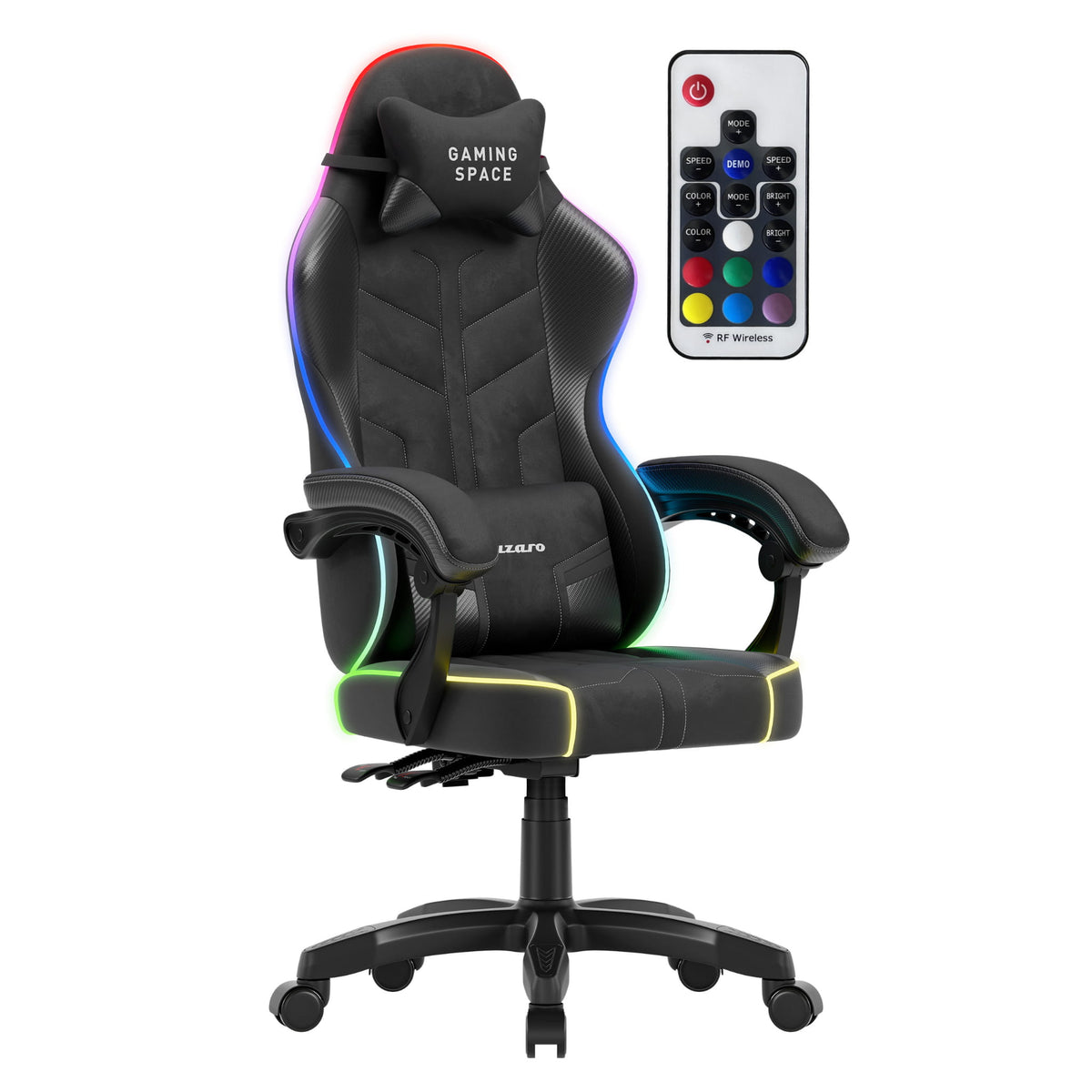 Fotel gamingowy welurowy Huzaro Force 2.7 RGB Black OUTLET