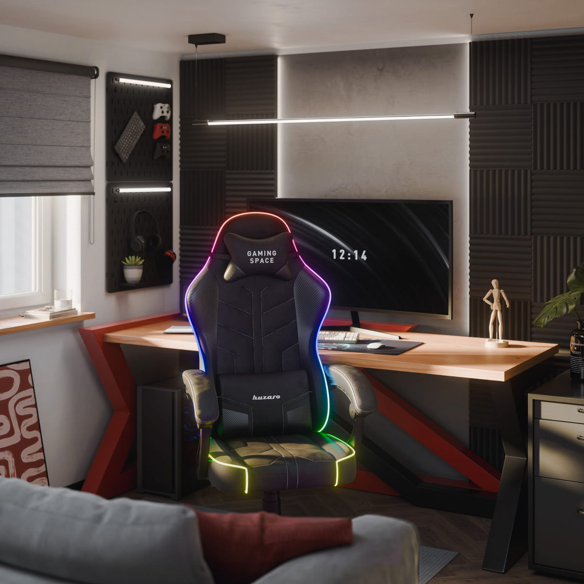Fotel gamingowy welurowy Huzaro Force 2.7 RGB Black OUTLET