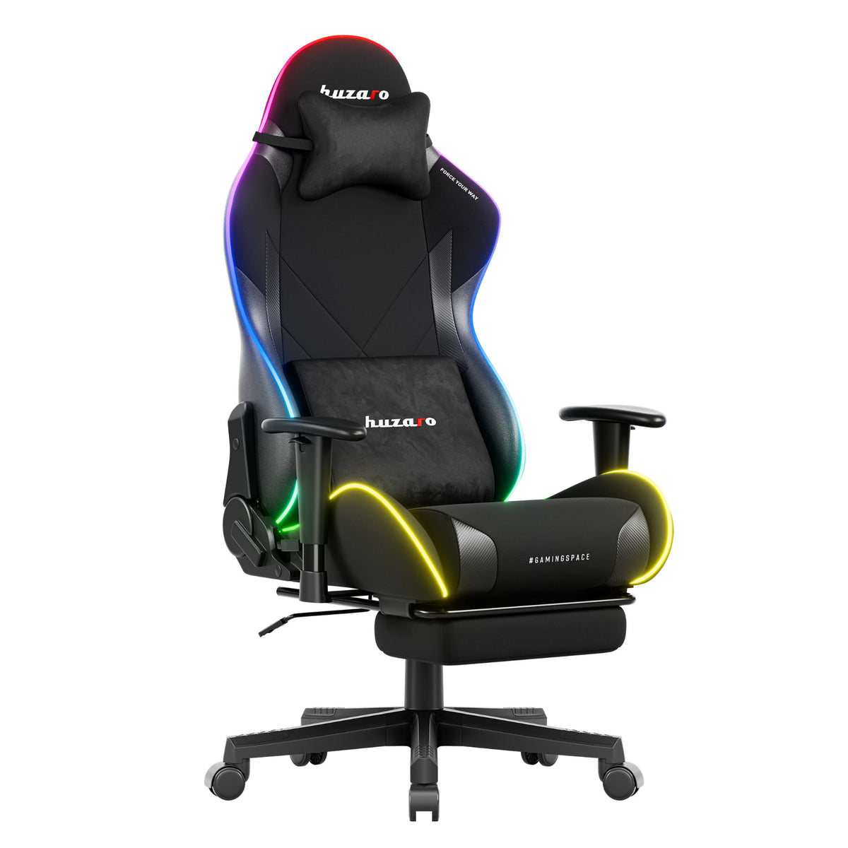 Fotel gamingowy LED Huzaro Force 5.7 Black RGB OUTLET