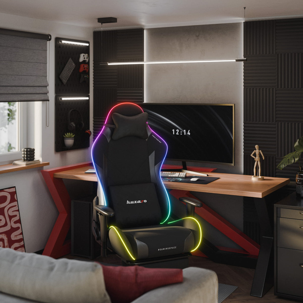 Fotel gamingowy LED Huzaro Force 5.7 Black RGB OUTLET