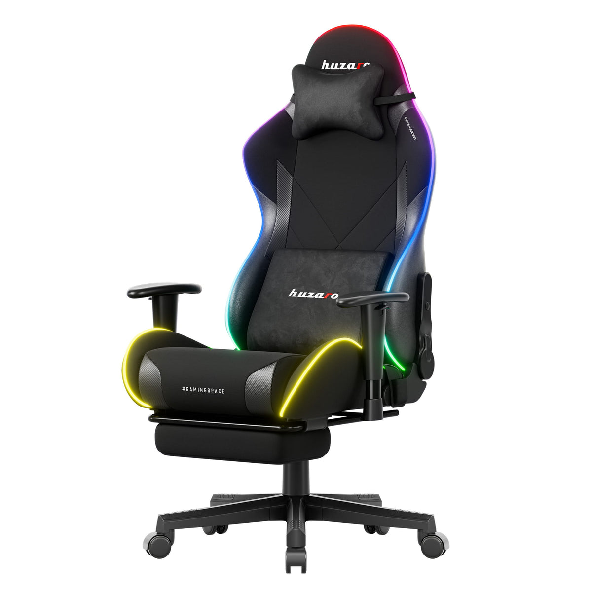 Fotel gamingowy LED Huzaro Force 5.7 Black RGB OUTLET