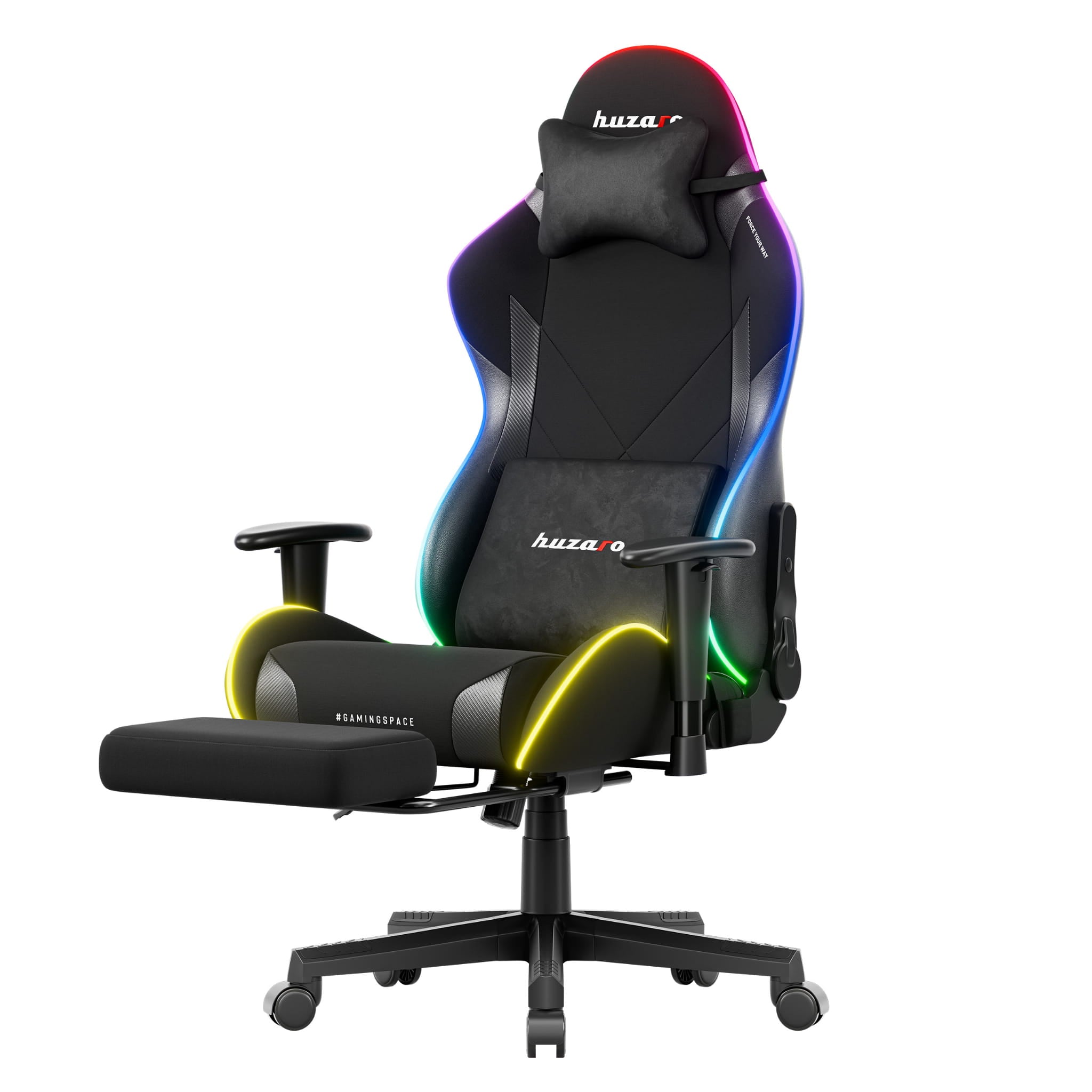 Fotel gamingowy LED Huzaro Force 5.7 Black RGB OUTLET