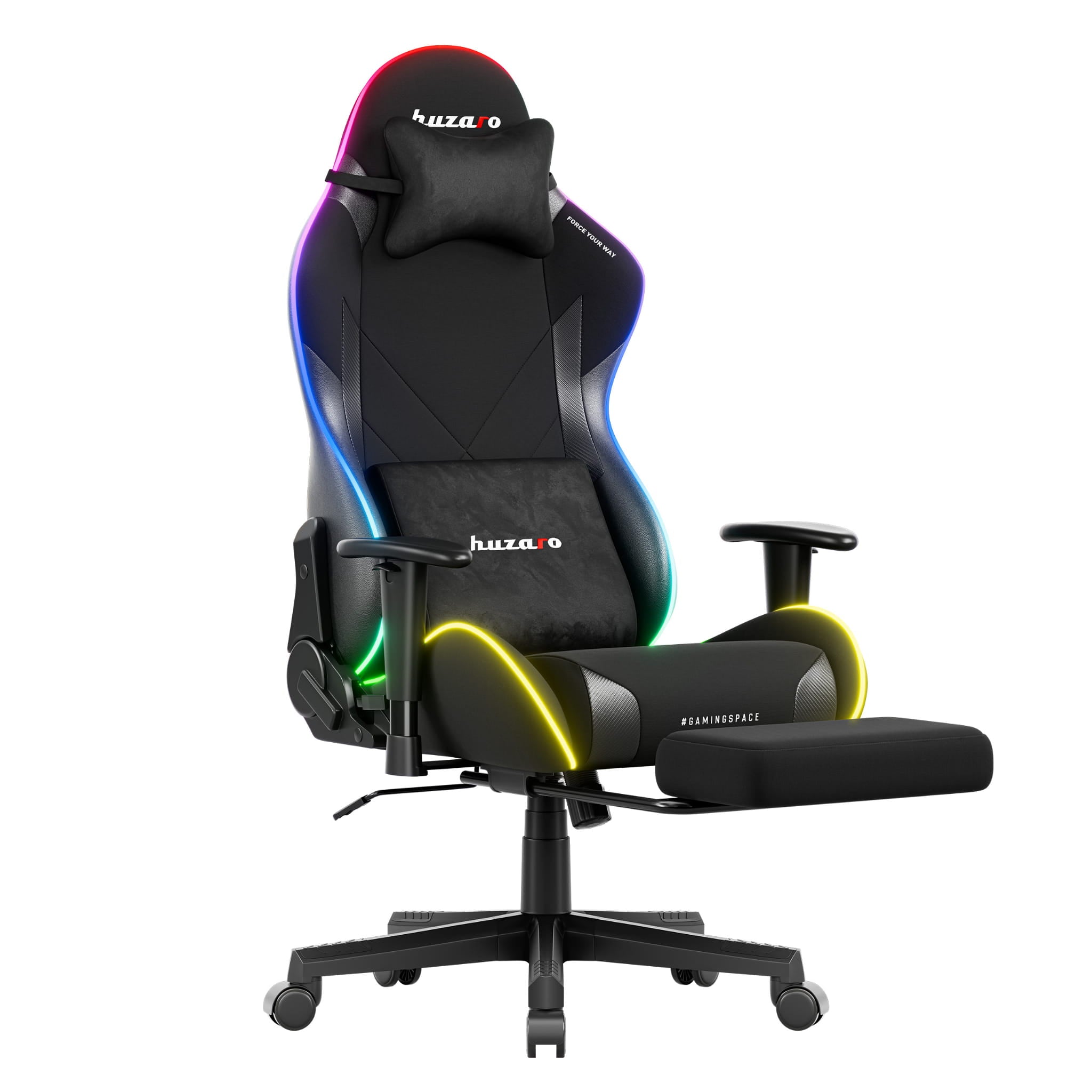 Fotel gamingowy LED Huzaro Force 5.7 Black RGB OUTLET