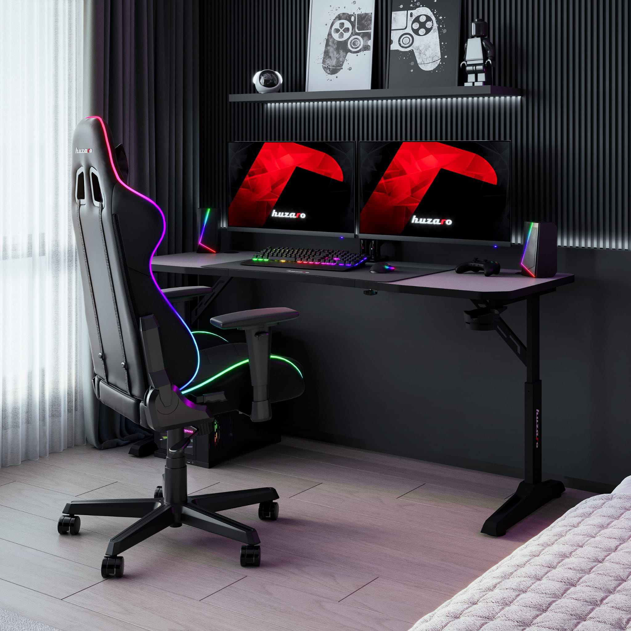 Biurko gamingowe Huzaro Hero 4.6 Black 160 cm OUTLET