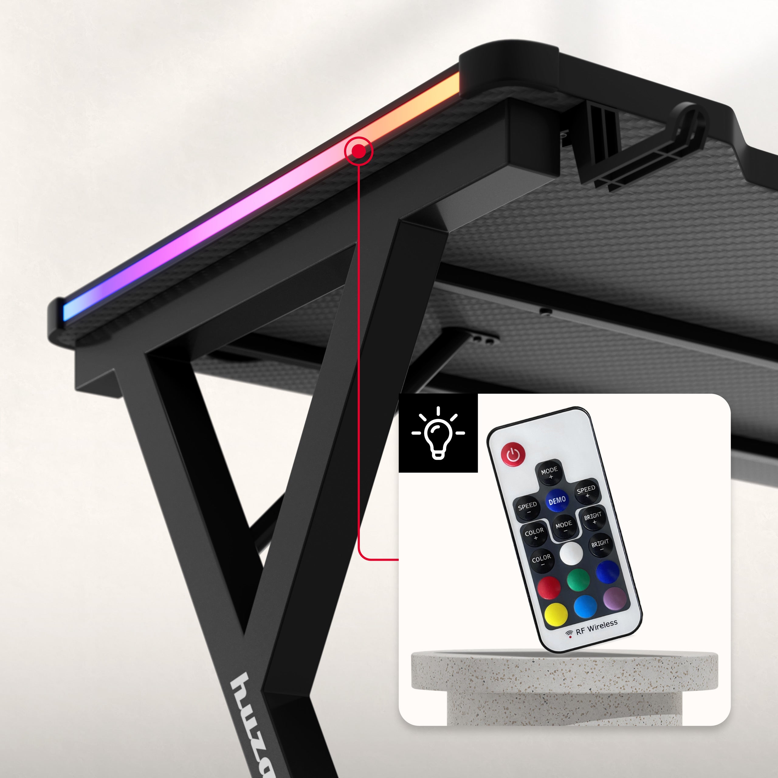 Biurko gamingowe LED Huzaro Hero 2.3 RGB 120 cm OUTLET