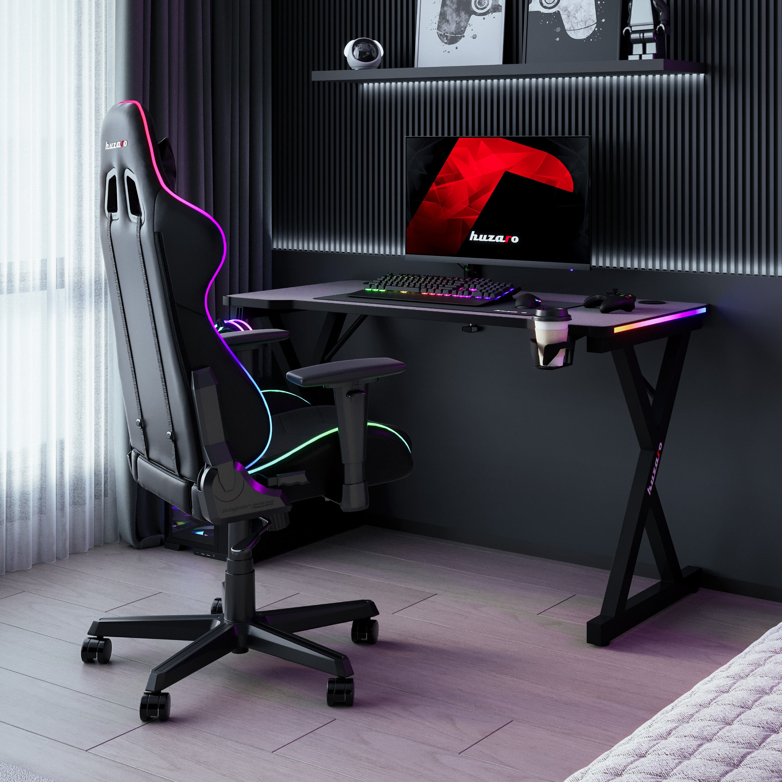 Biurko gamingowe LED Huzaro Hero 2.3 RGB 120 cm OUTLET