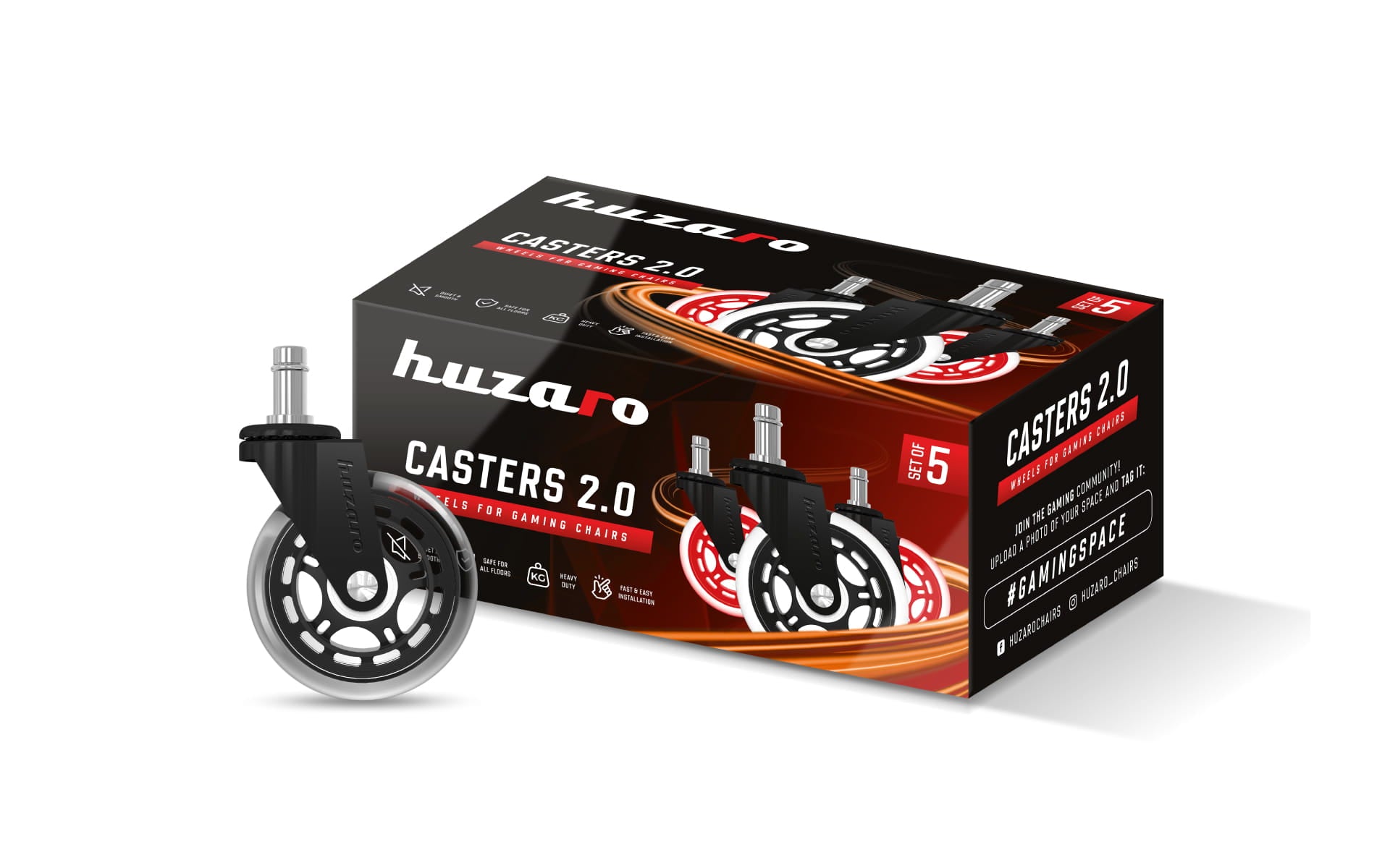 Kółka do fotela Casters 2.0 Black OUTLET
