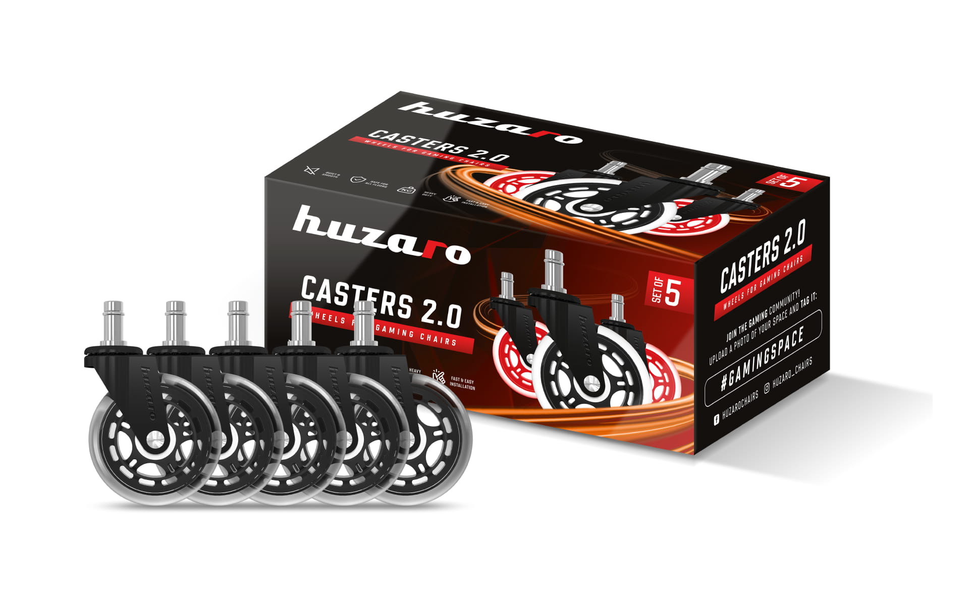 Kółka do fotela Casters 2.0 Black OUTLET